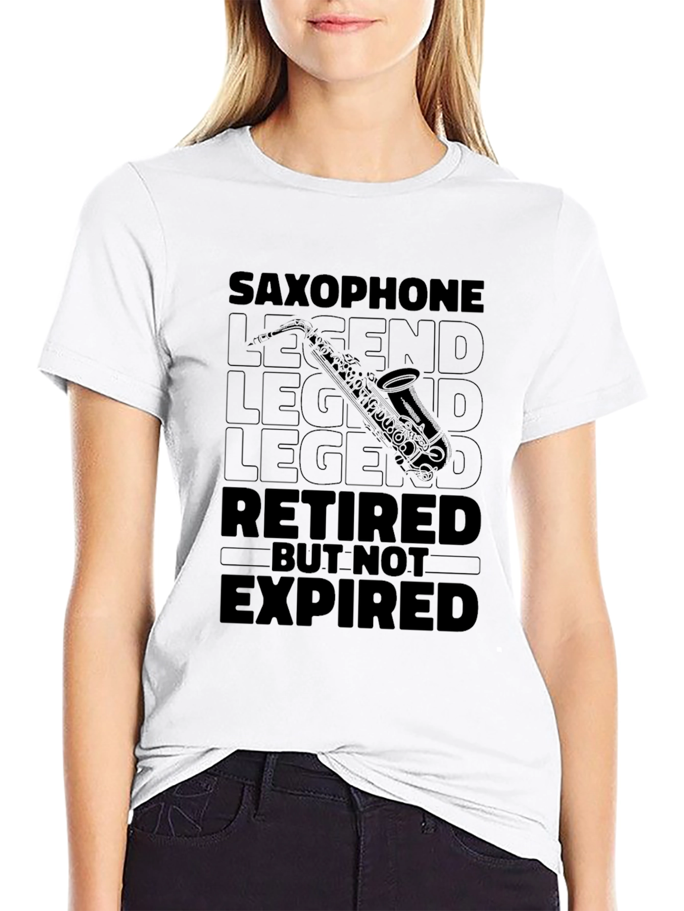 Saxophone Legend Retired Mens Black T-Shirt