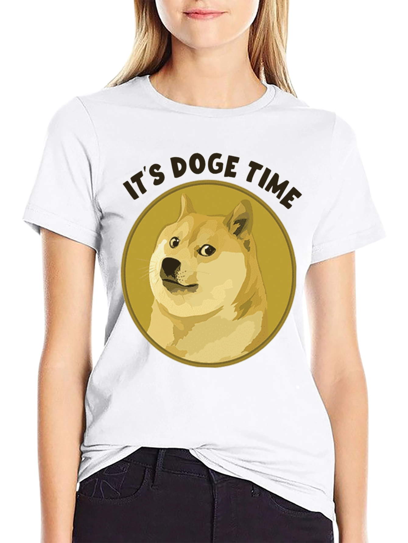 Its Doge Time Graphic Tee - Black Cotton T-Shirt
