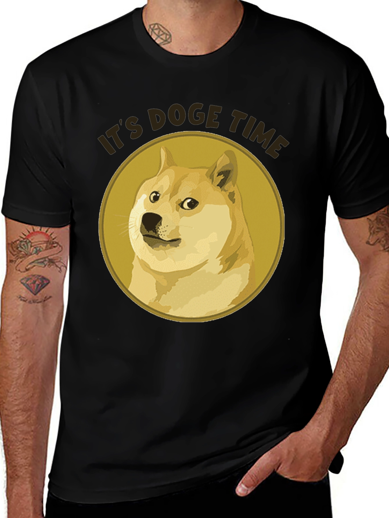 Its Doge Time Graphic Tee - Black Cotton T-Shirt