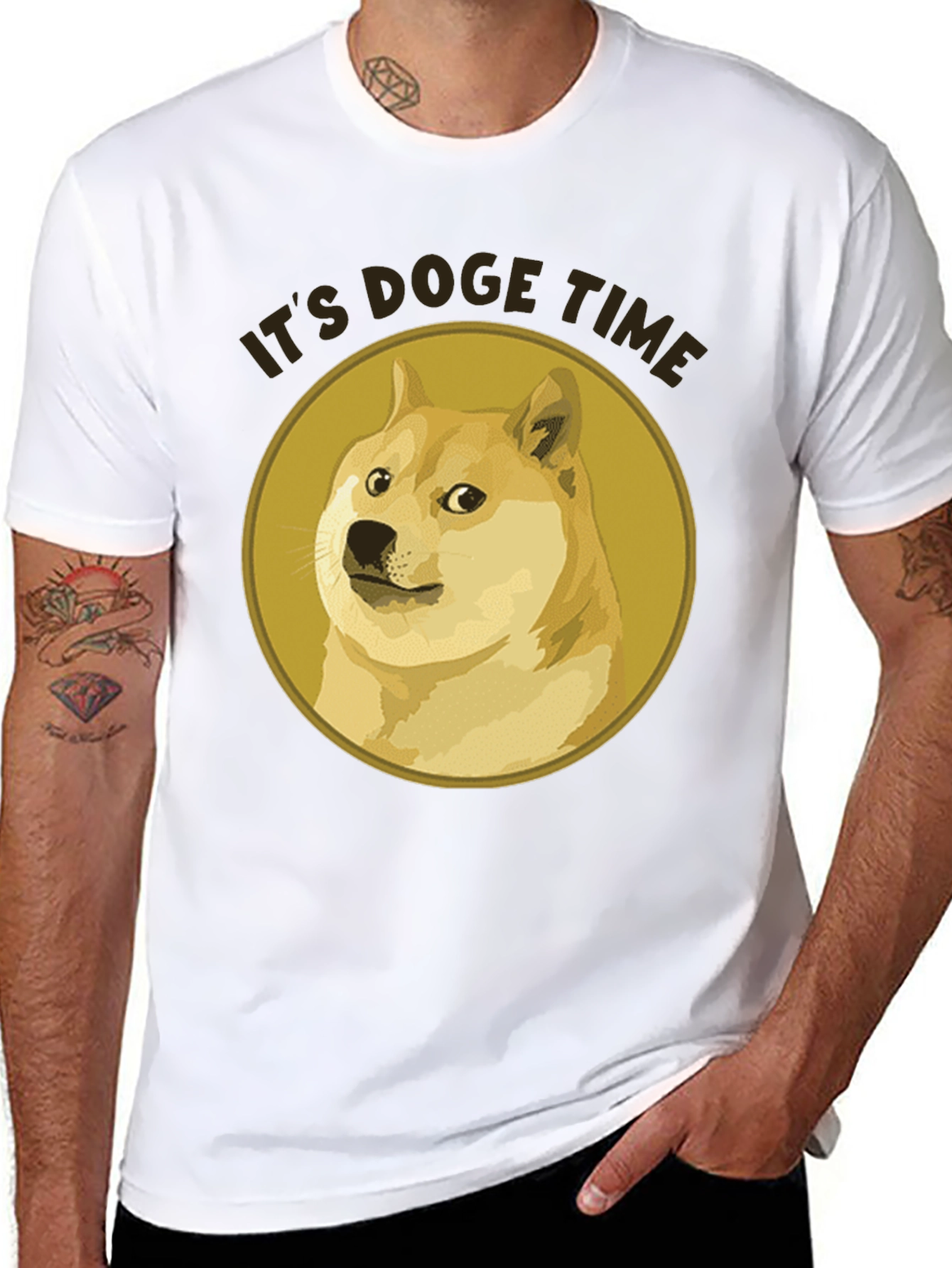 Its Doge Time Graphic Tee - Black Cotton T-Shirt