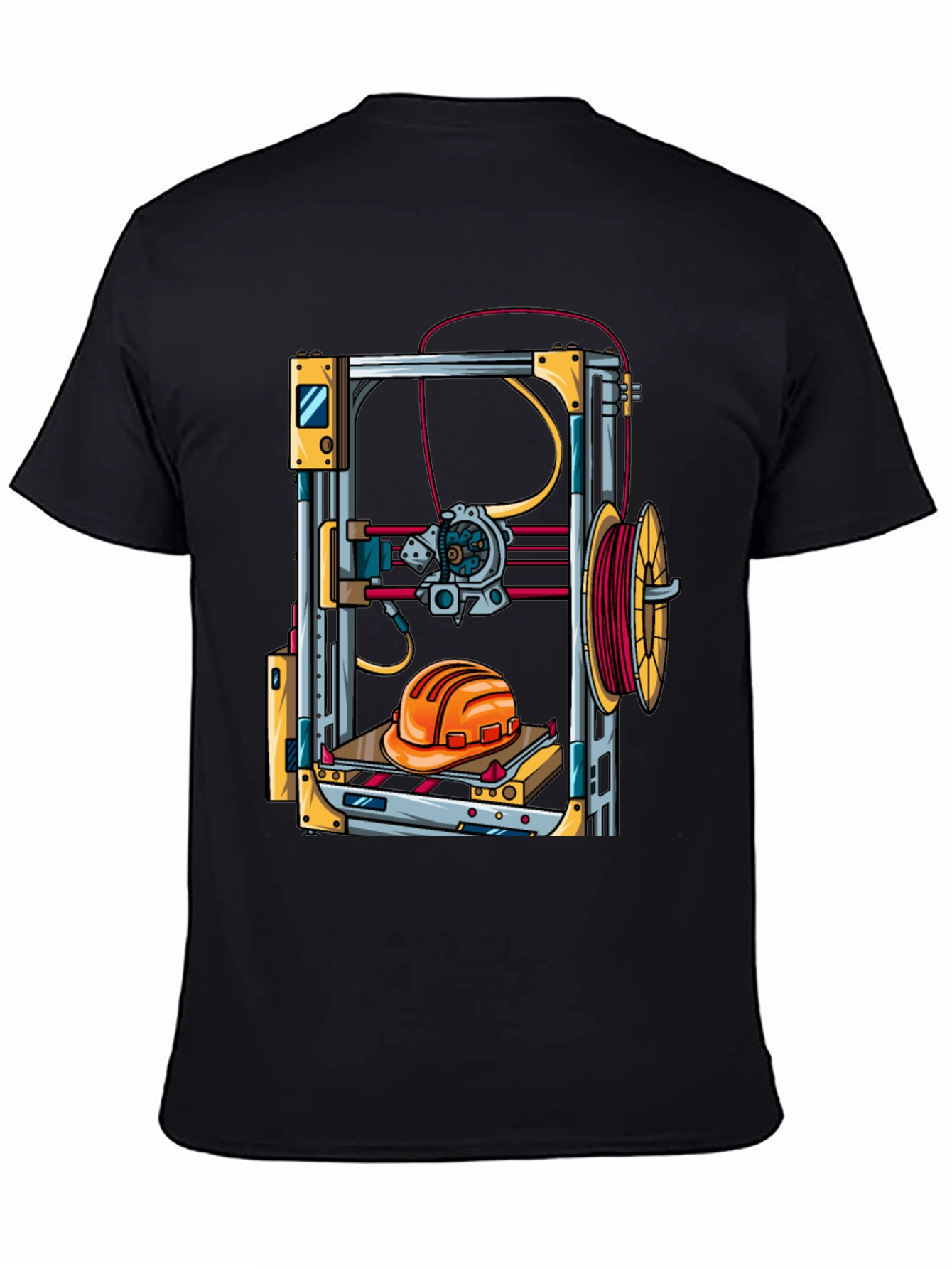 3D Printer Hard Hat Graphic Tee - Black