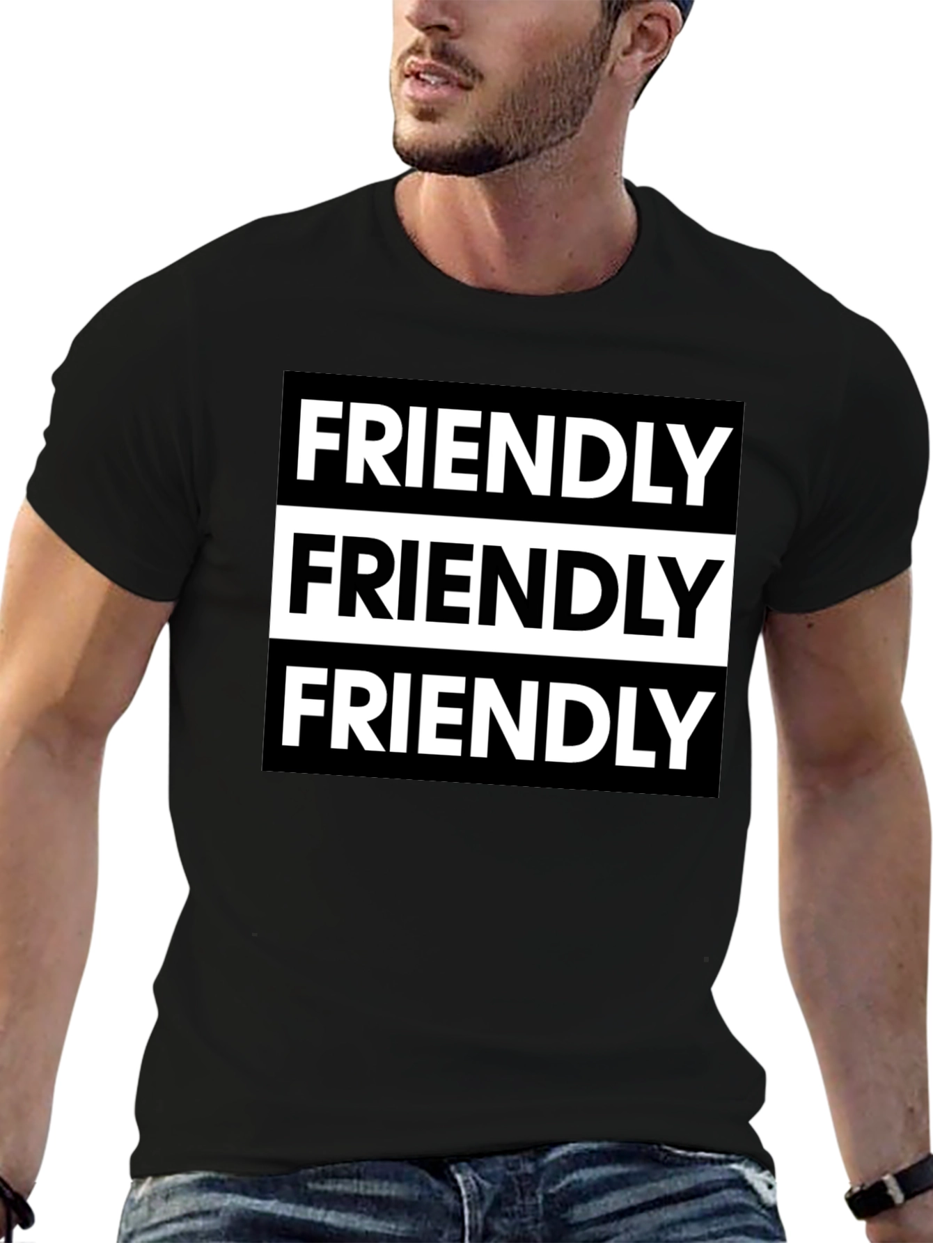 Friendly Graphic Tee - Modern Black T-Shirt