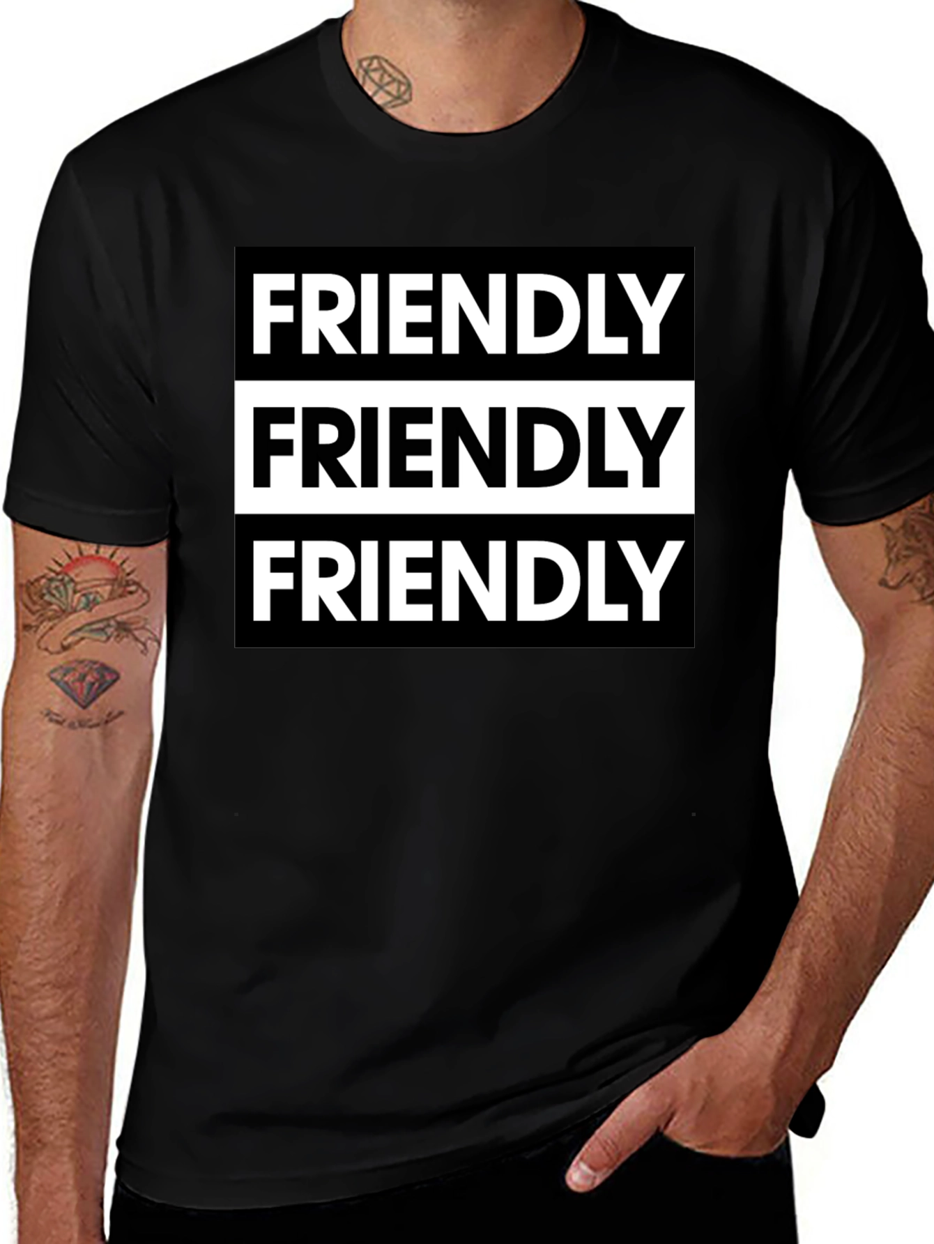 Friendly Graphic Tee - Modern Black T-Shirt