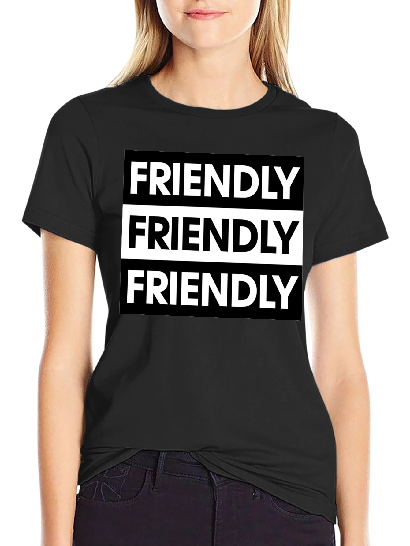 Friendly Graphic Tee - Modern Black T-Shirt