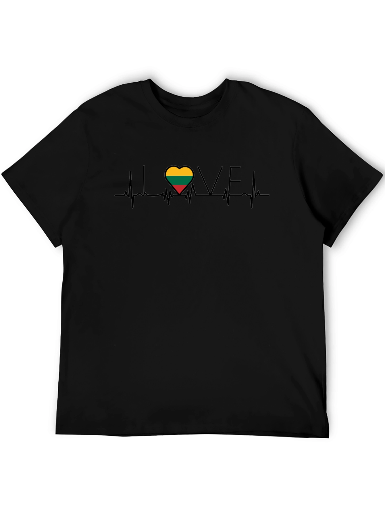 Love Lithuania Heartbeat T-Shirt - Unisex Black Tee