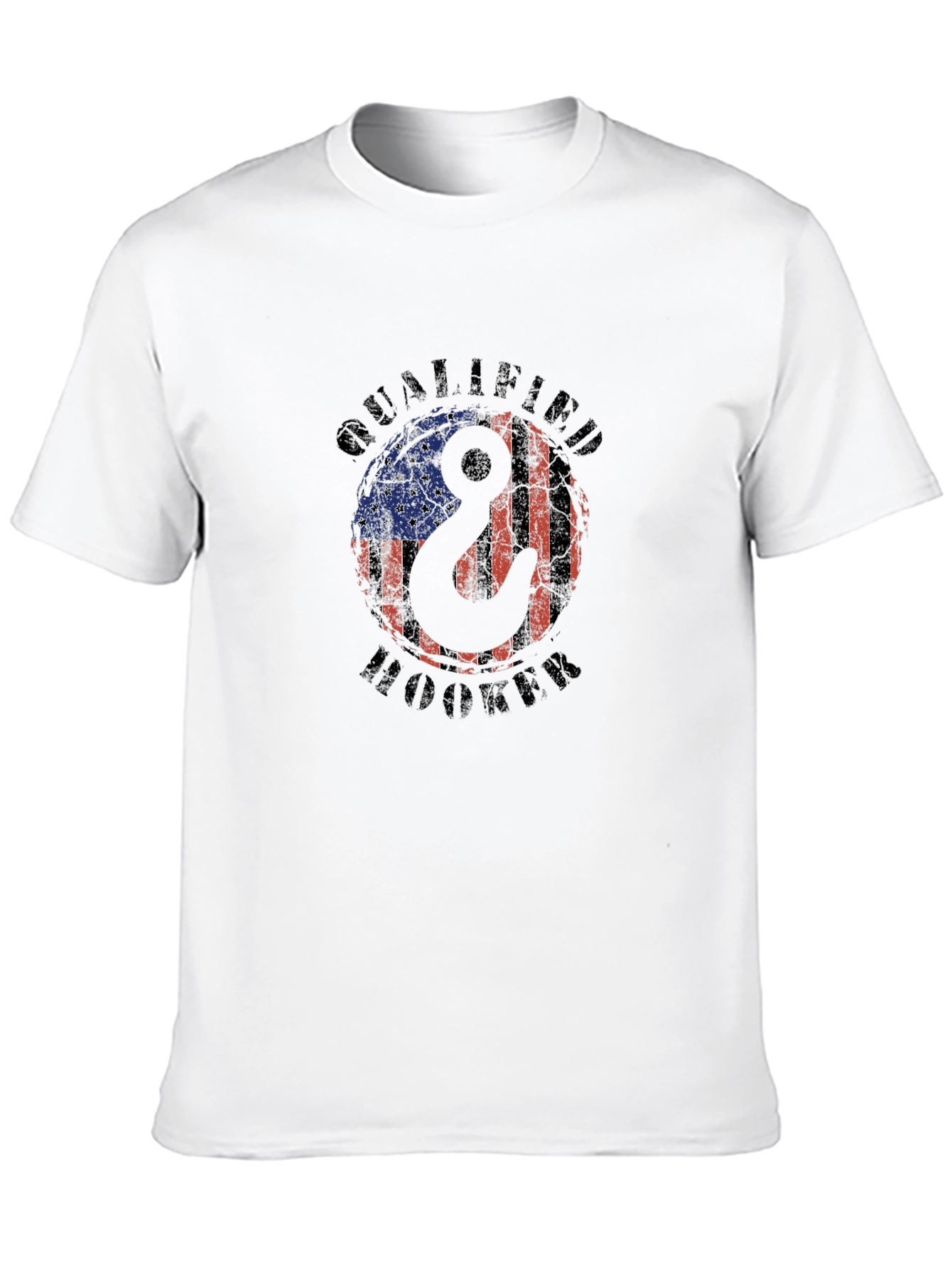 Qualified Hooker T-Shirt Patriotic Fishing American Flag