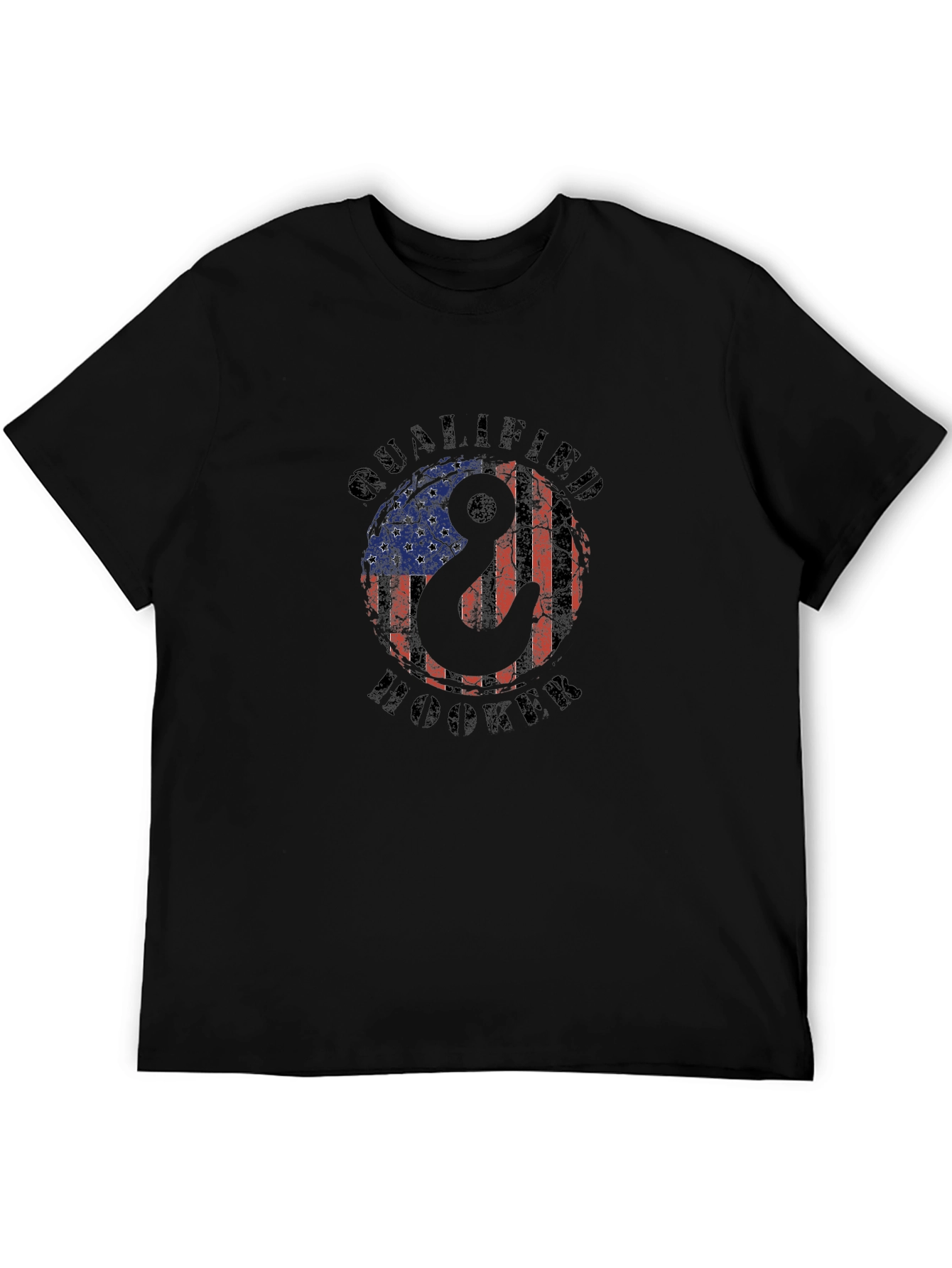 Qualified Hooker T-Shirt Patriotic Fishing American Flag
