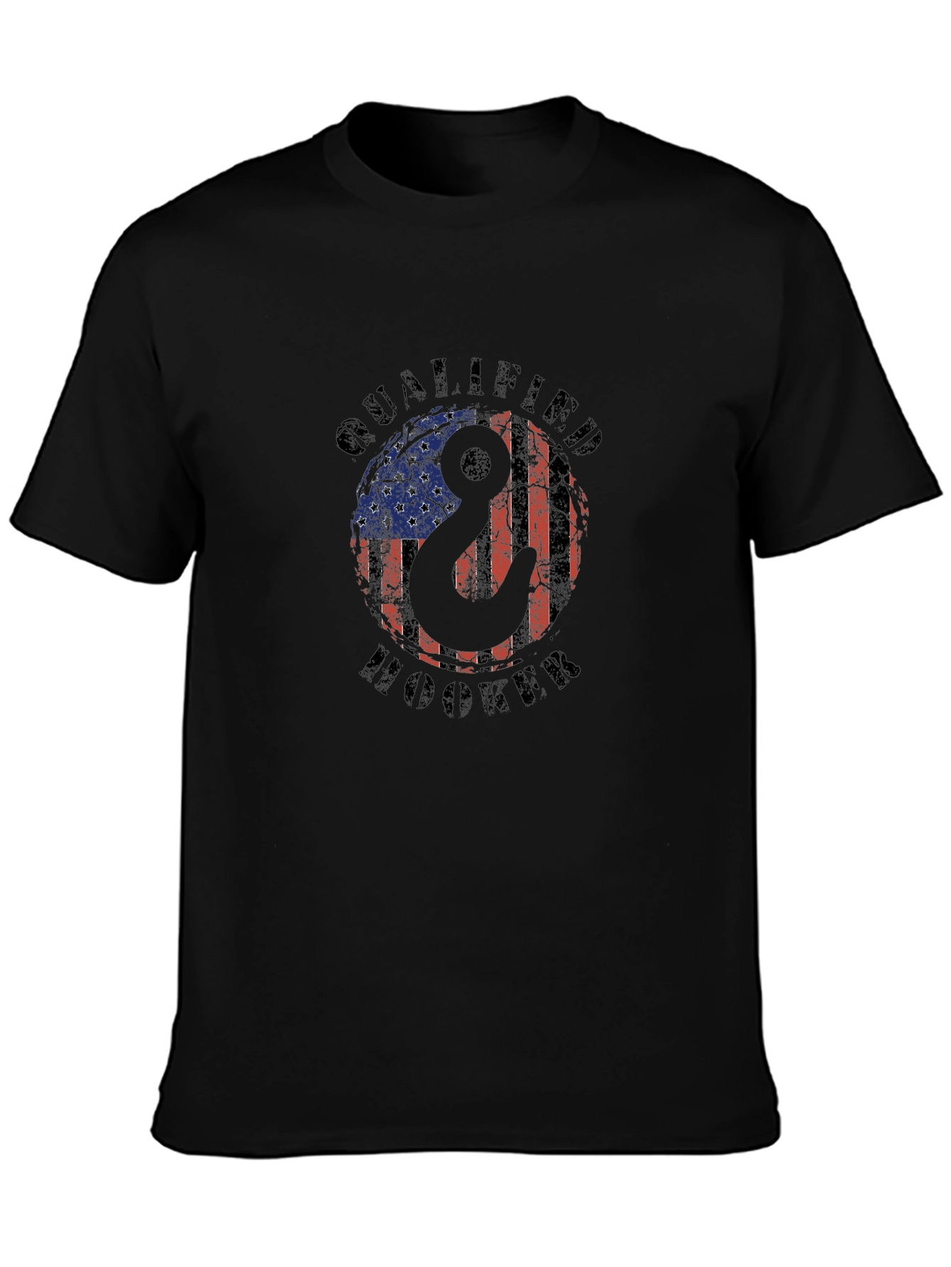 Qualified Hooker T-Shirt Patriotic Fishing American Flag