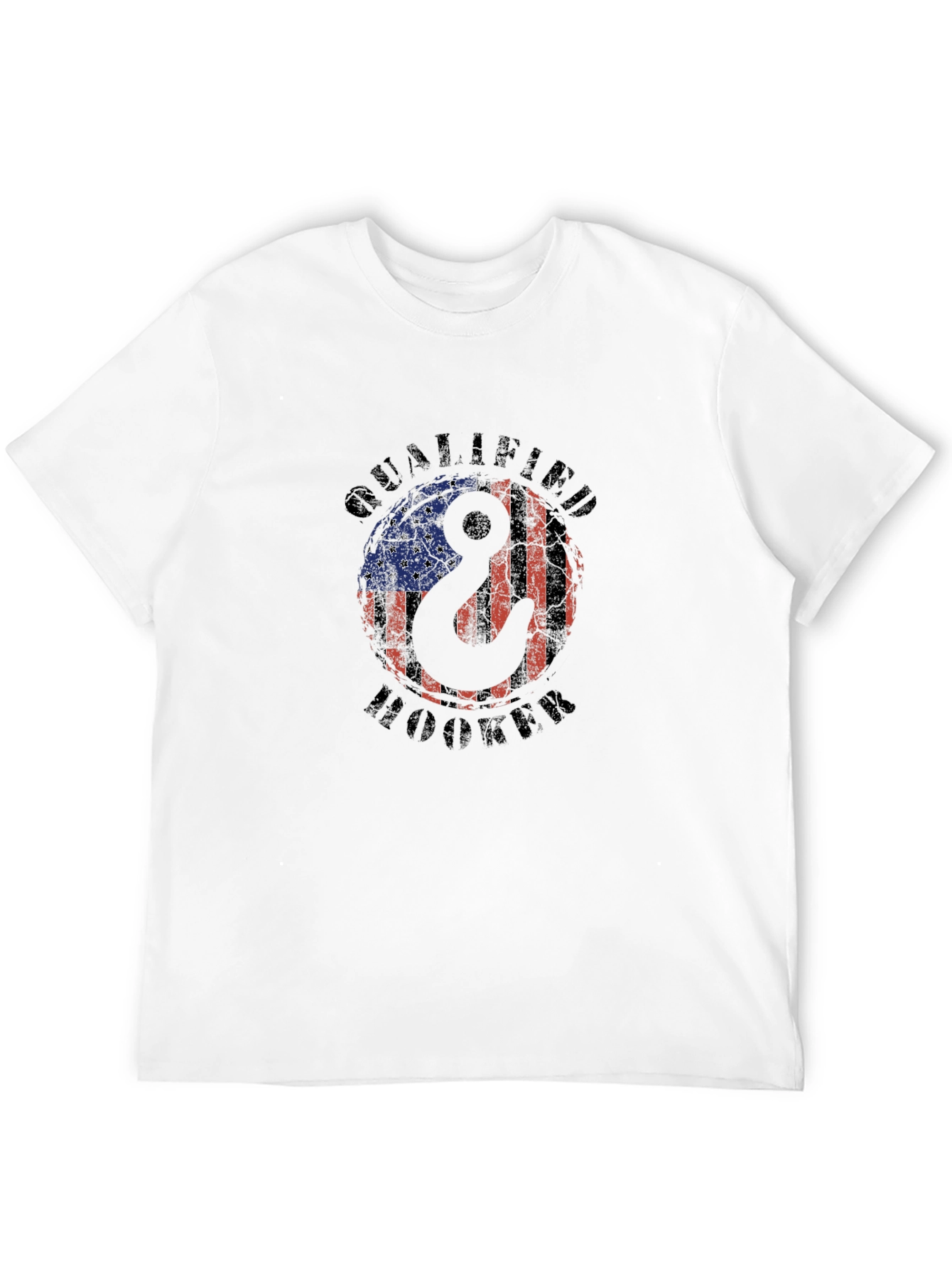 Qualified Hooker T-Shirt Patriotic Fishing American Flag