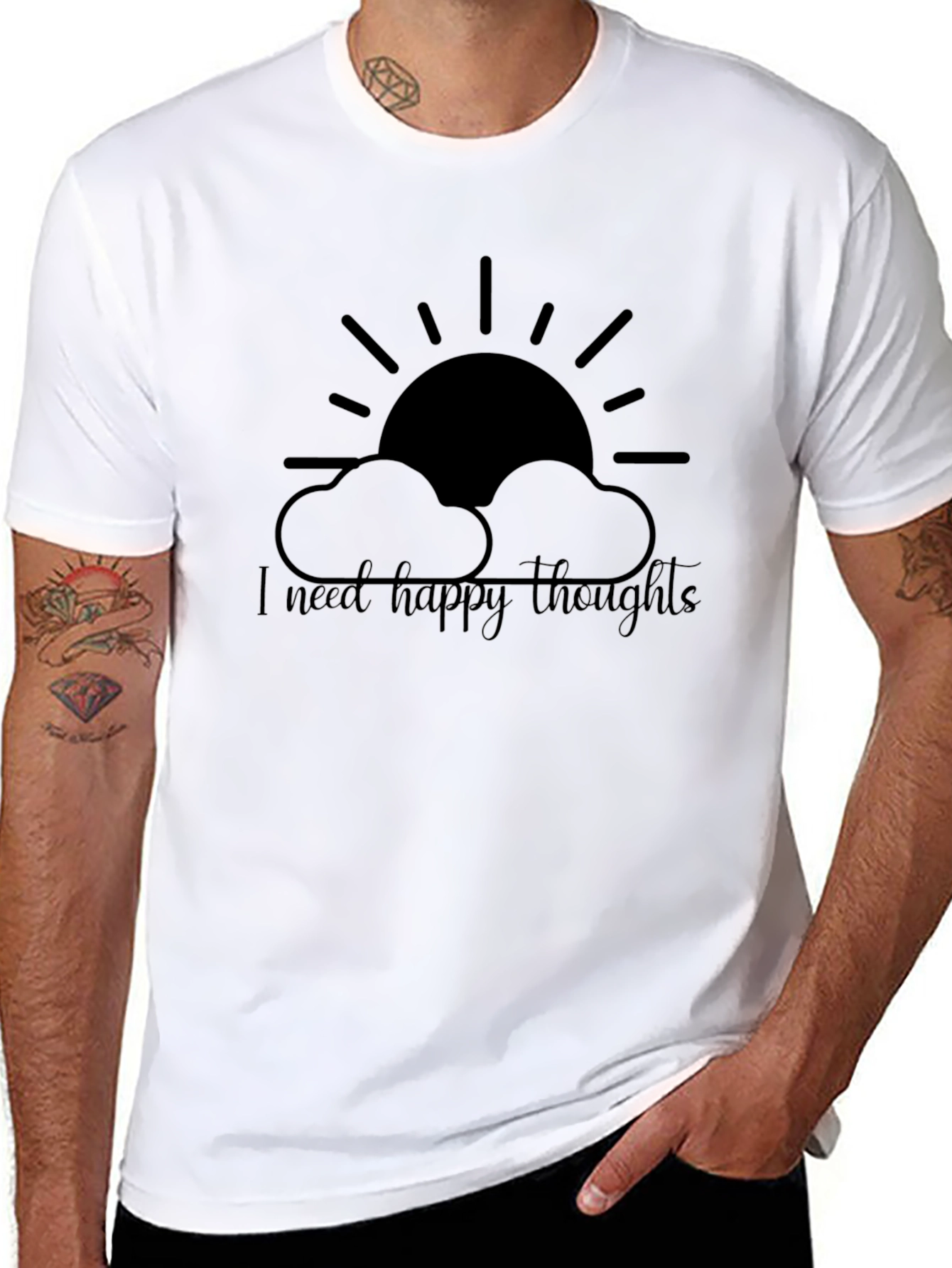 Happy Thoughts Graphic Tee - Black Cotton T-Shirt