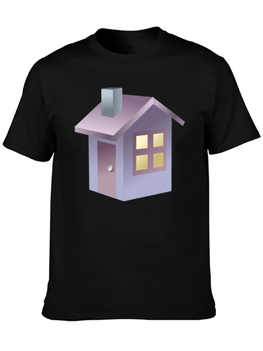 Cute House Graphic T-Shirt - Black Cotton Tee