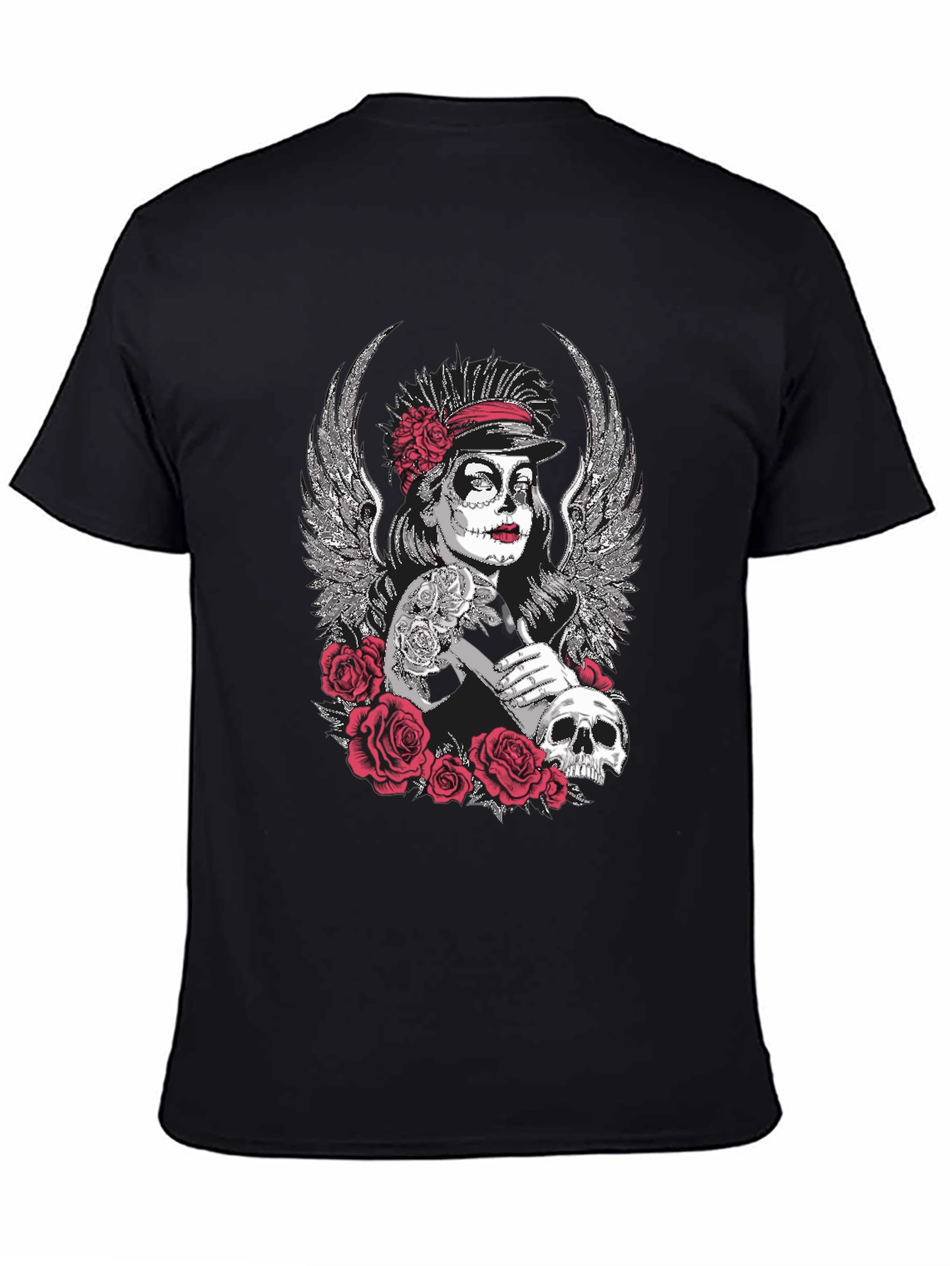 Day of the Dead Sugar Skull Wings Graphic Tee