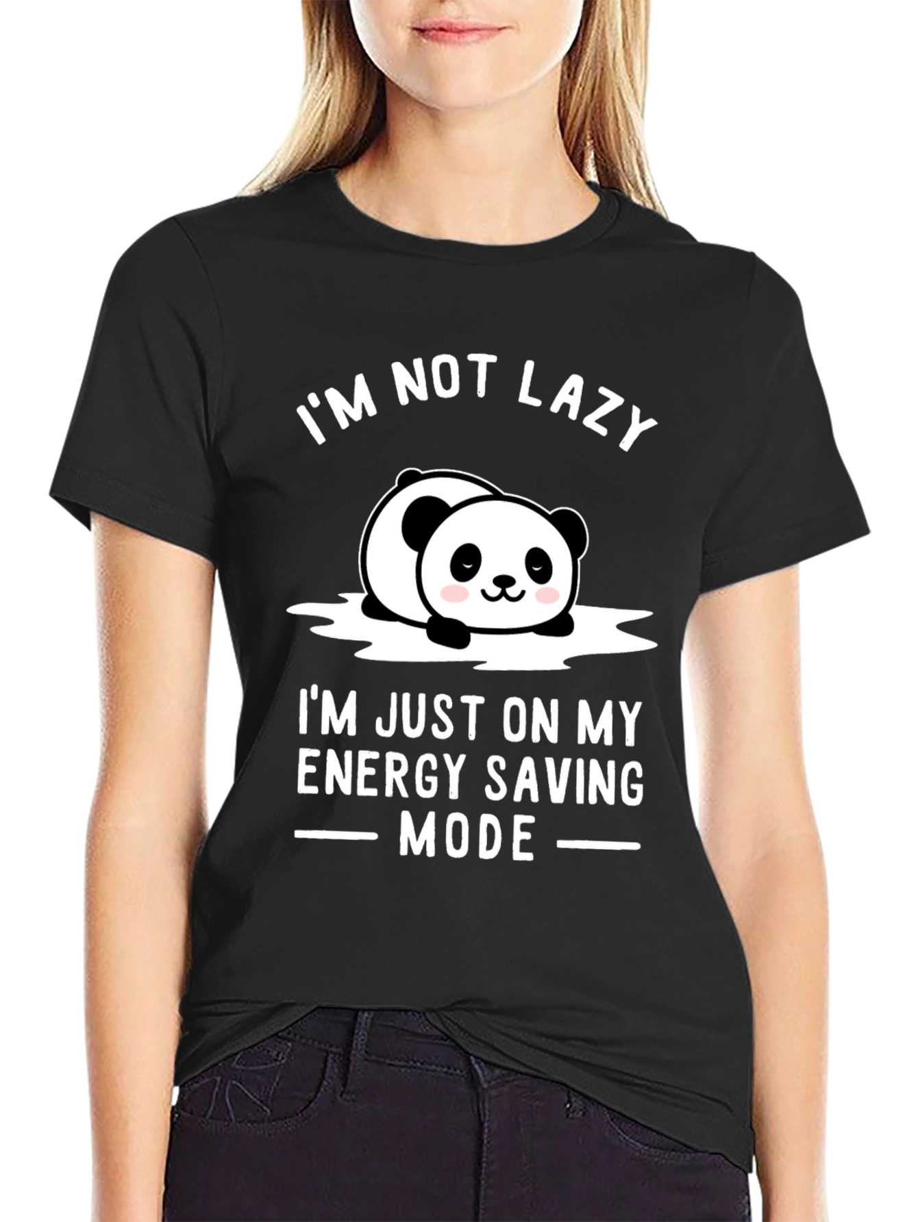 Lazy Panda Energy Saving Mode Graphic T-Shirt