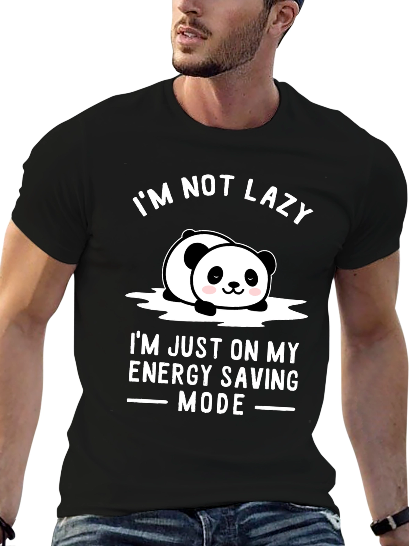 Lazy Panda Energy Saving Mode Graphic T-Shirt