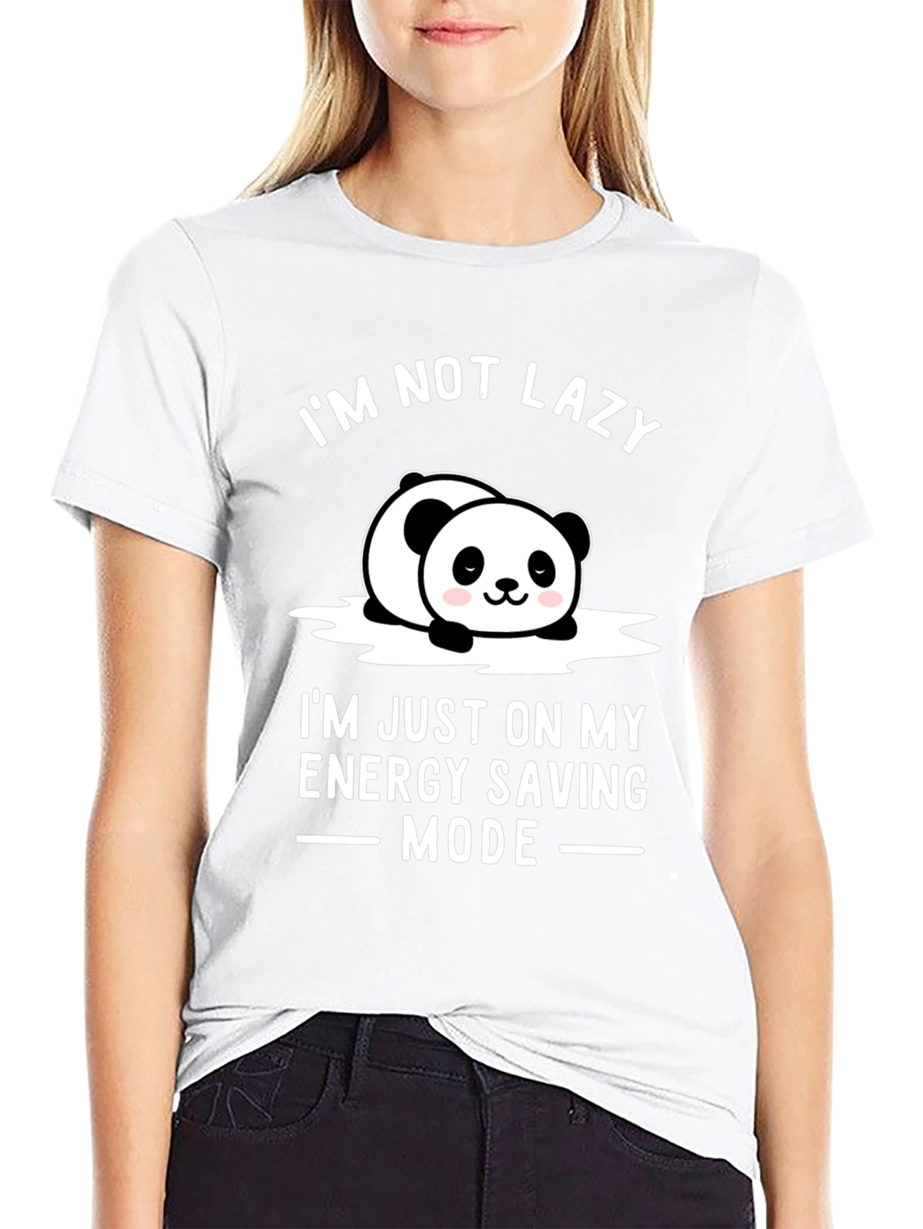 Lazy Panda Energy Saving Mode Graphic T-Shirt