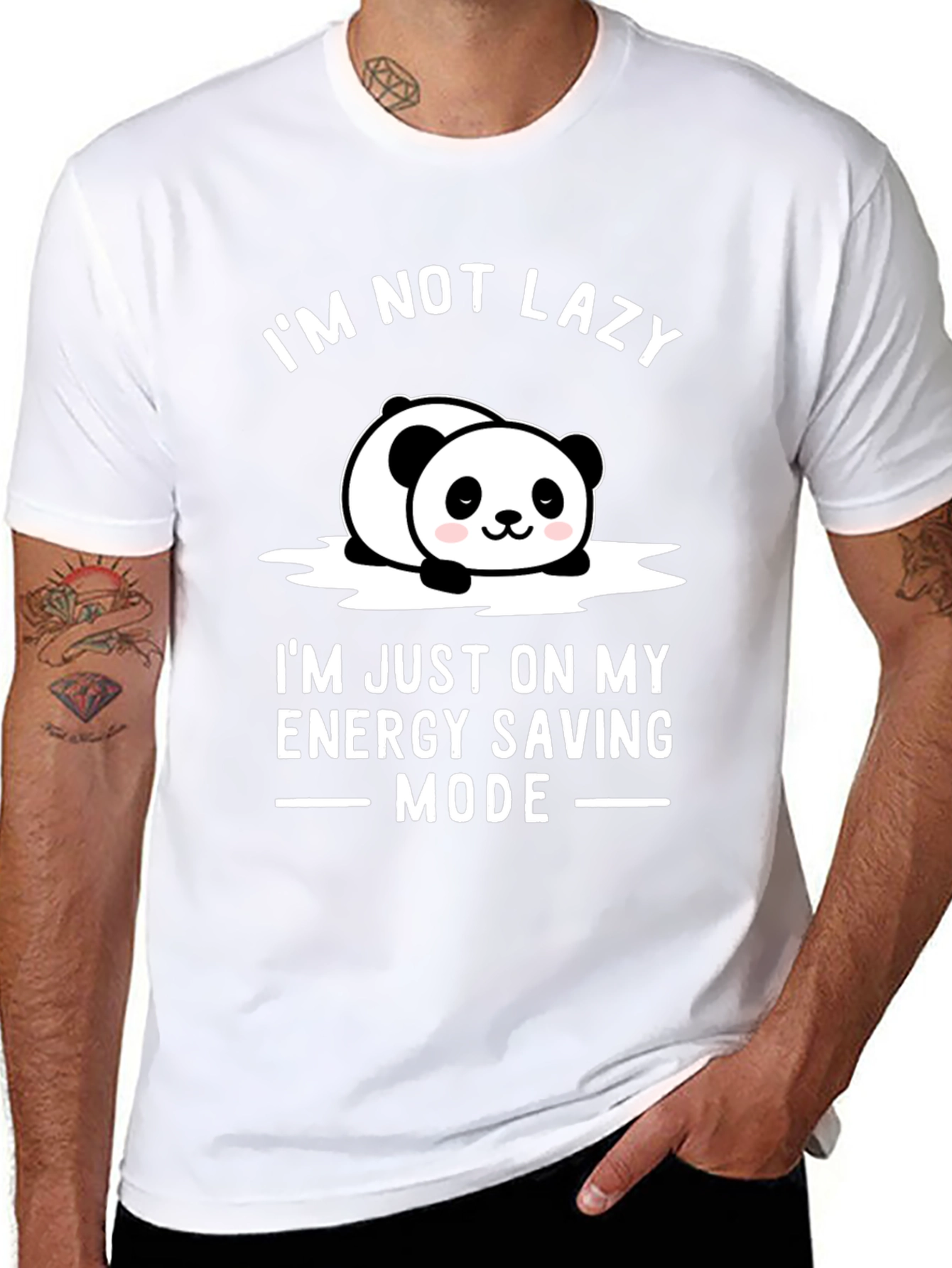 Lazy Panda Energy Saving Mode Graphic T-Shirt