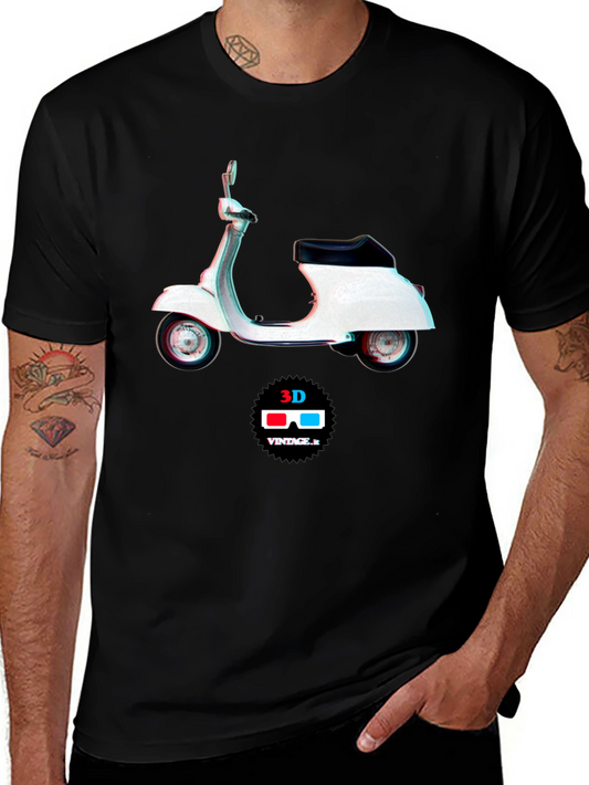 3D Vintage Scooter Graphic Tee