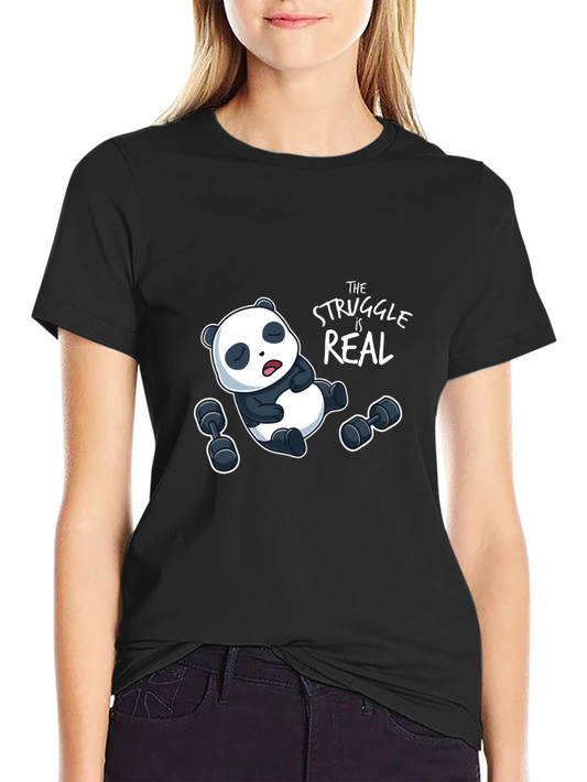 The Struggle Is Real Panda T-Shirt - Black Cotton Tee