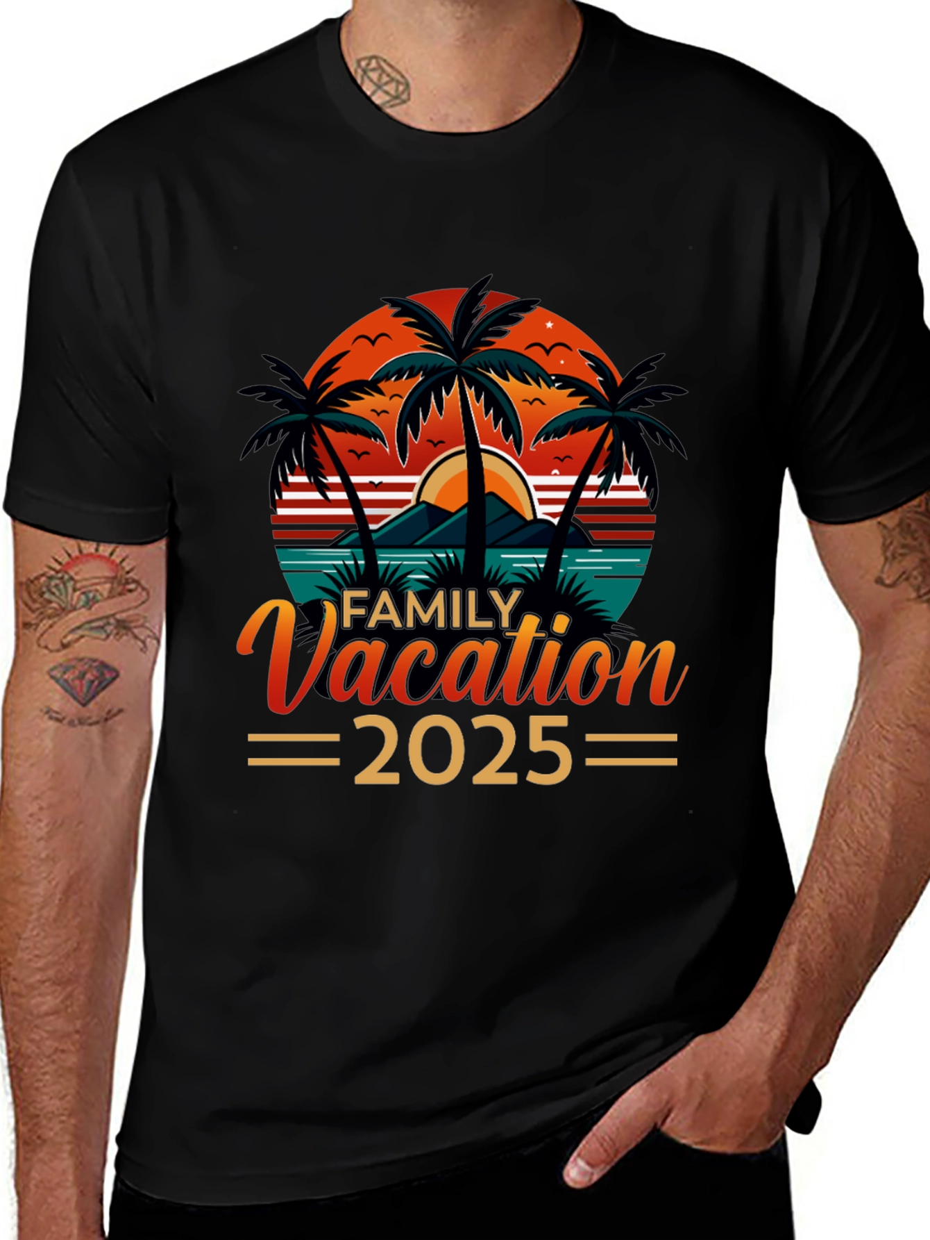 Family Vacation 2025 Black T-Shirt