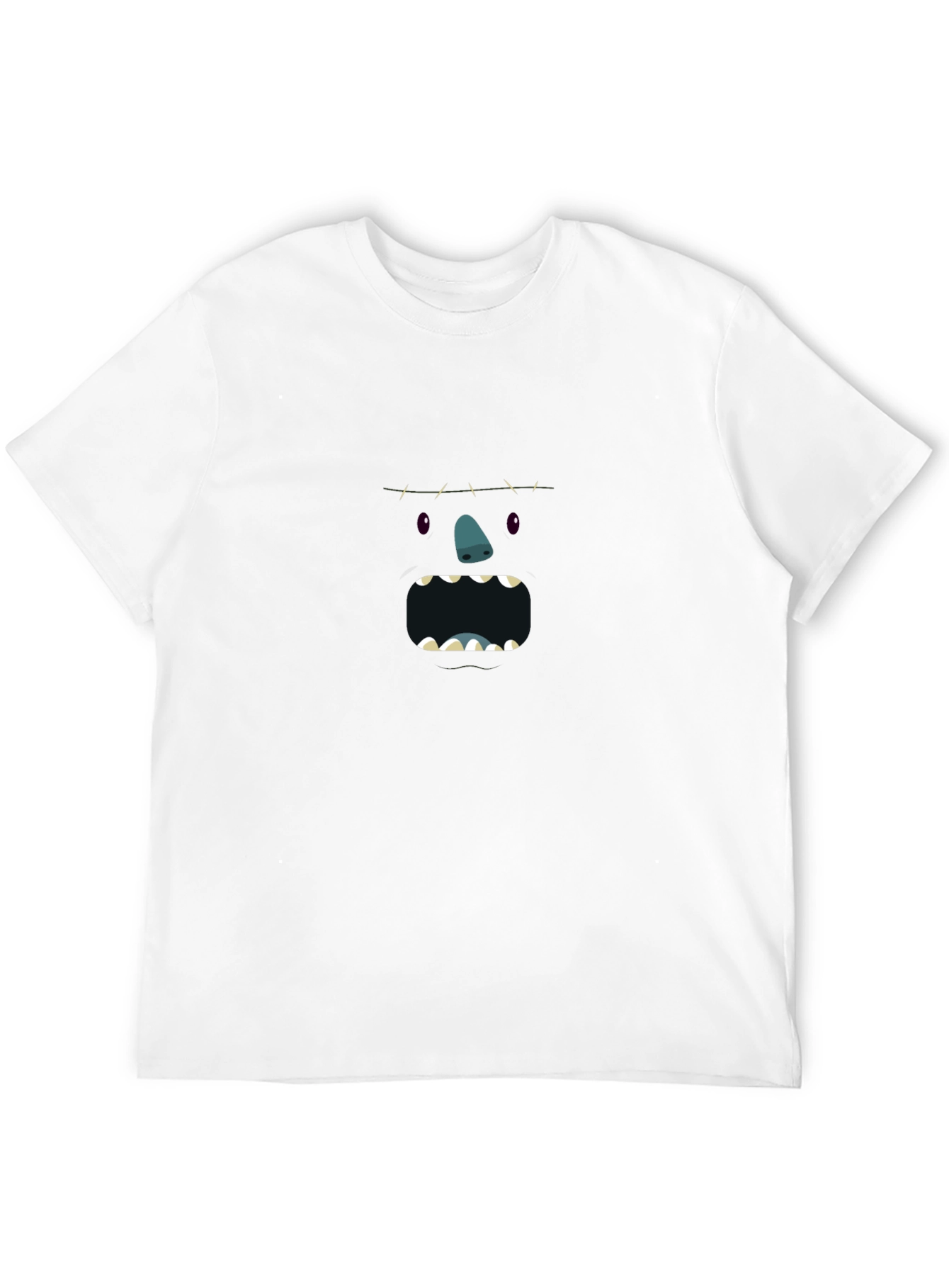 Monster Face Graphic Tee - Black Cotton T-Shirt