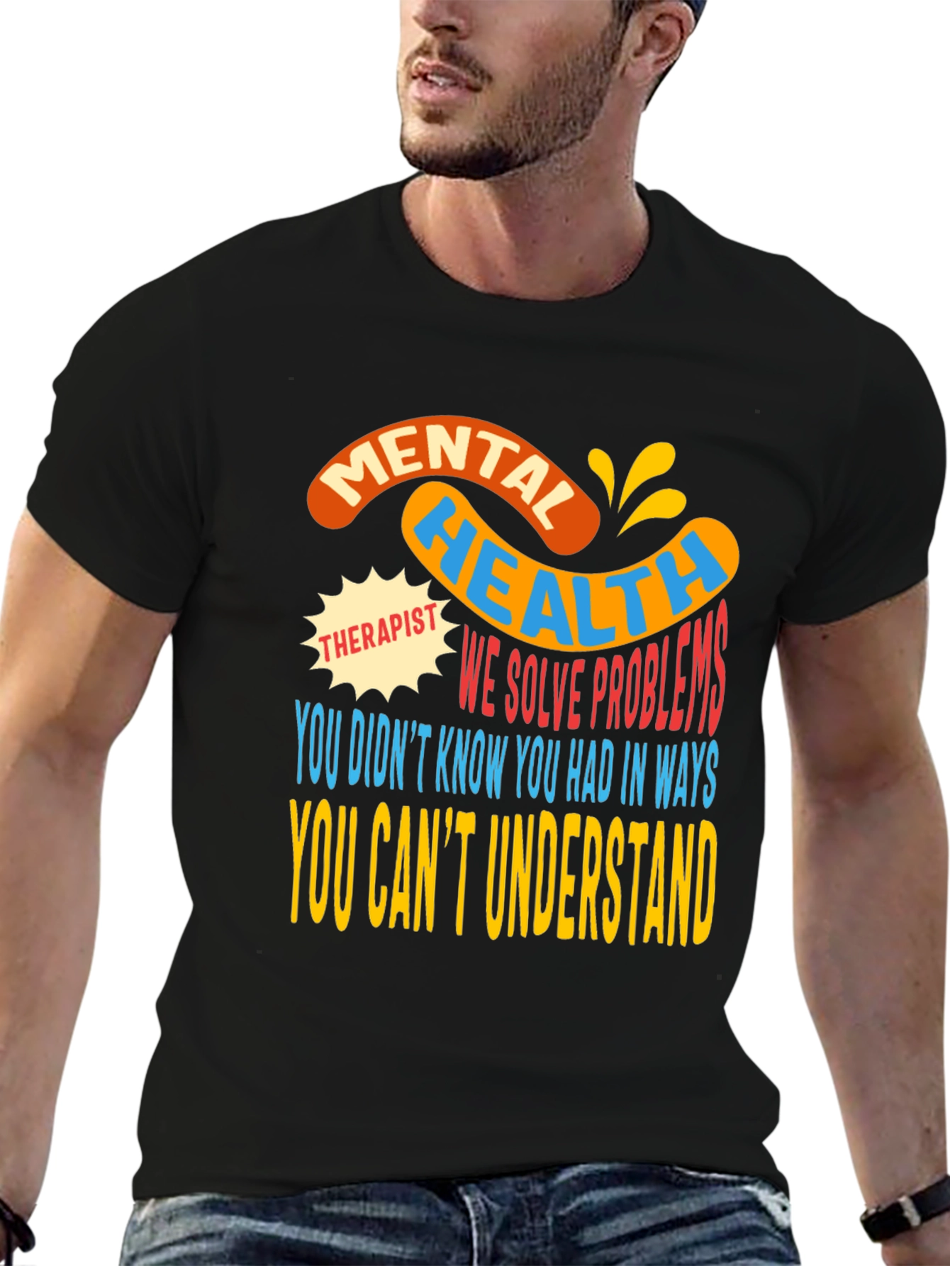 Mental Health Therapist Graphic Tee - Black T-Shirt