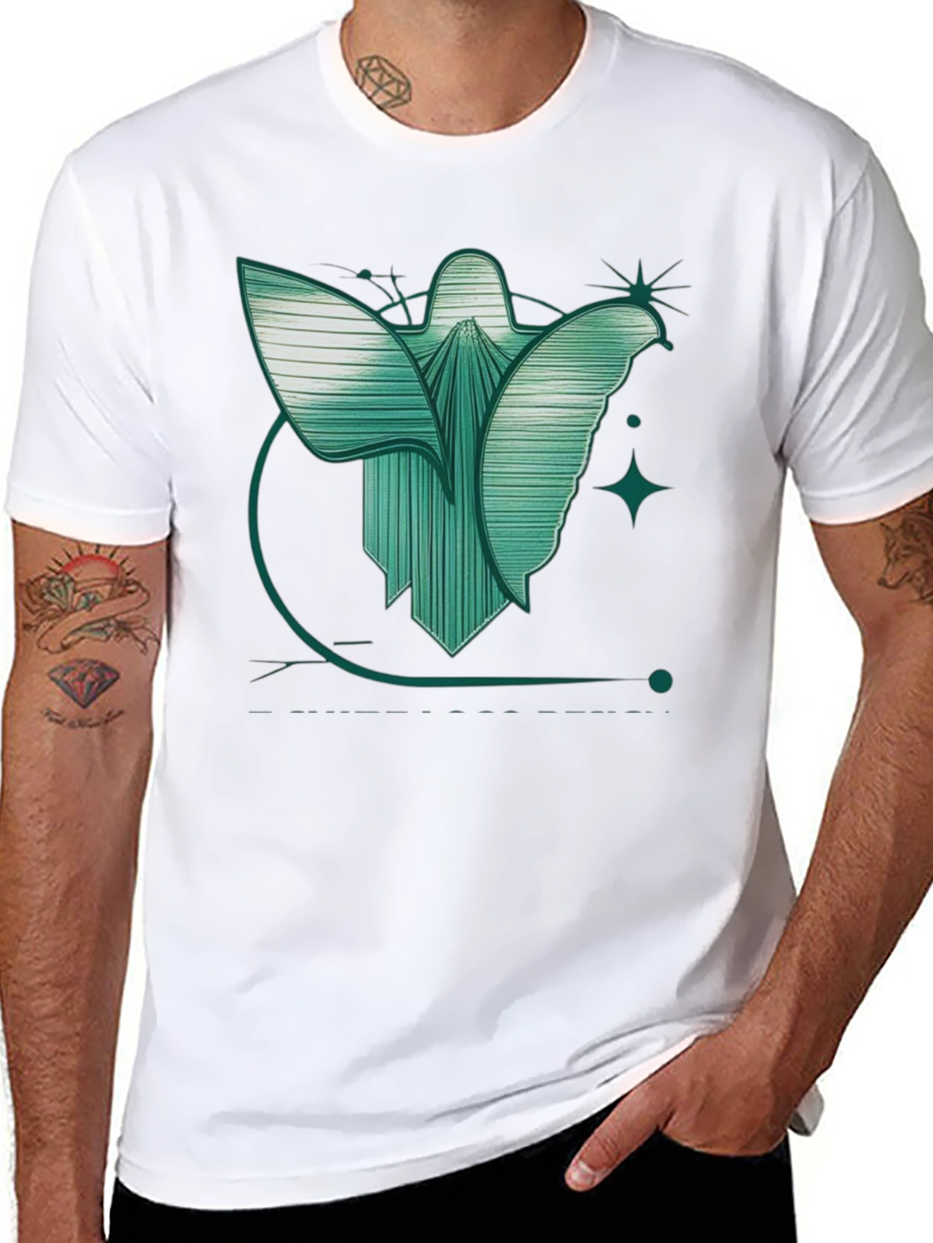 Abstract Angel Graphic Tee - Modern Design Black T-Shirt