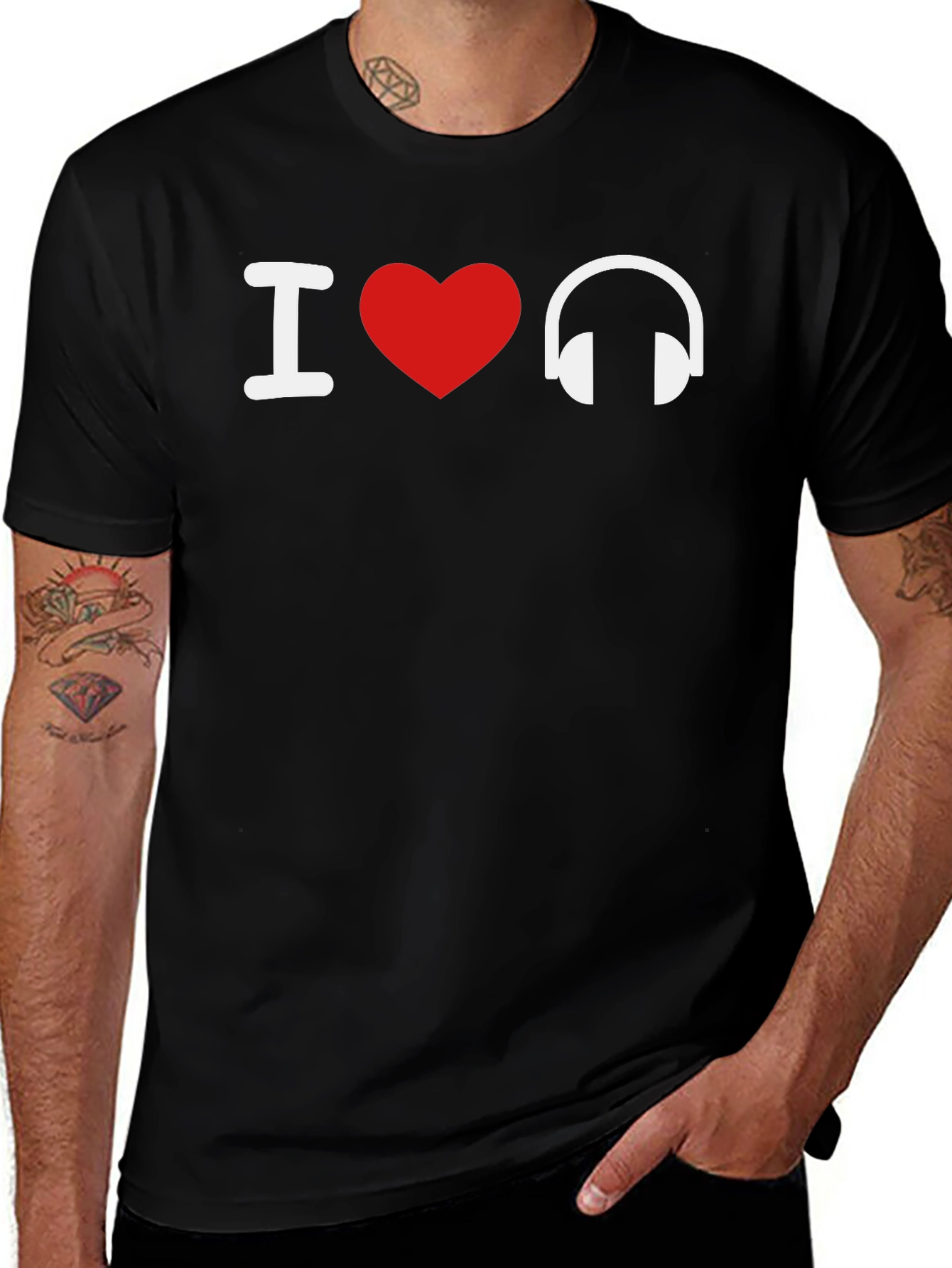 I Love Music T-Shirt - Black Graphic Tee