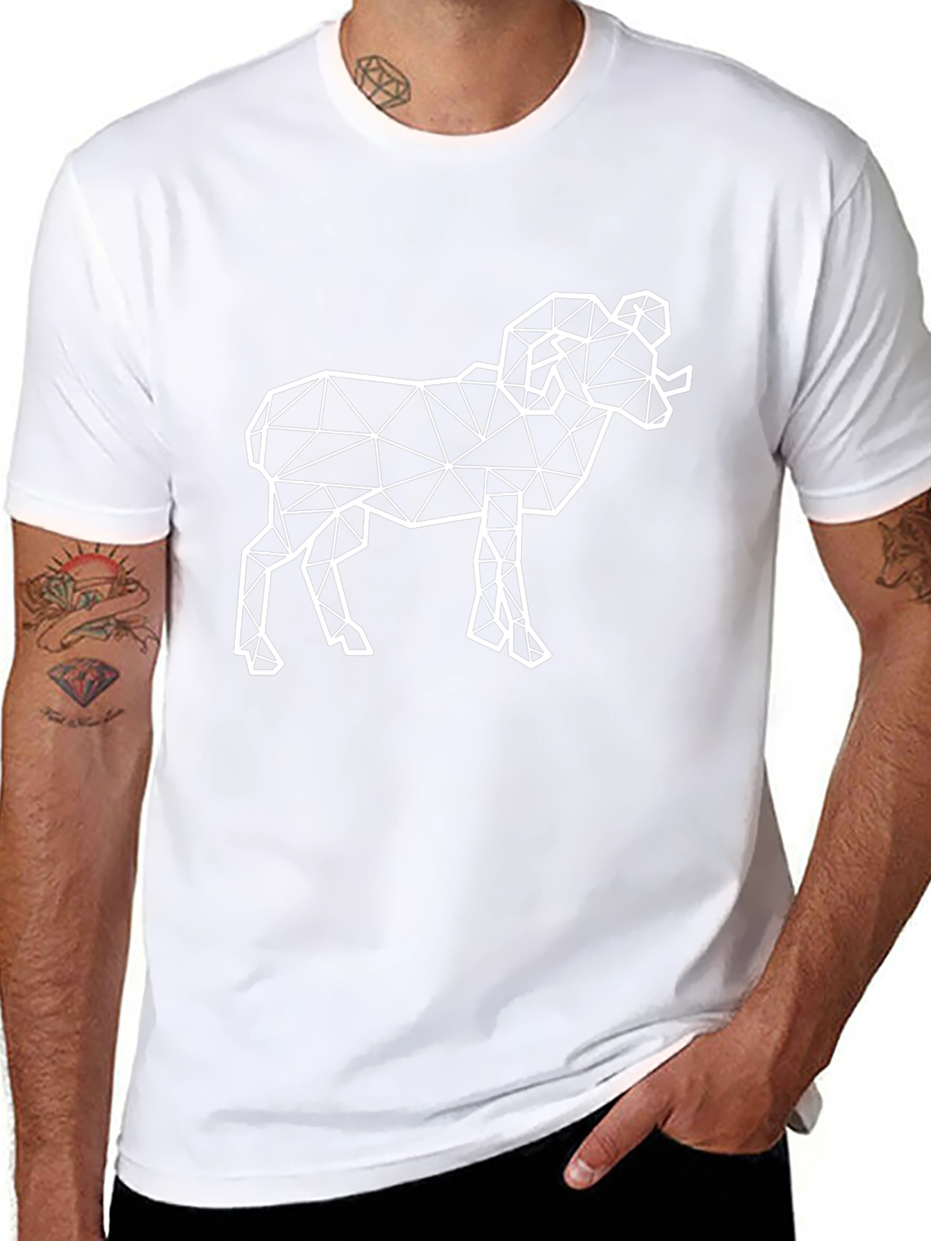 Geometric Ram Graphic Tee - Black