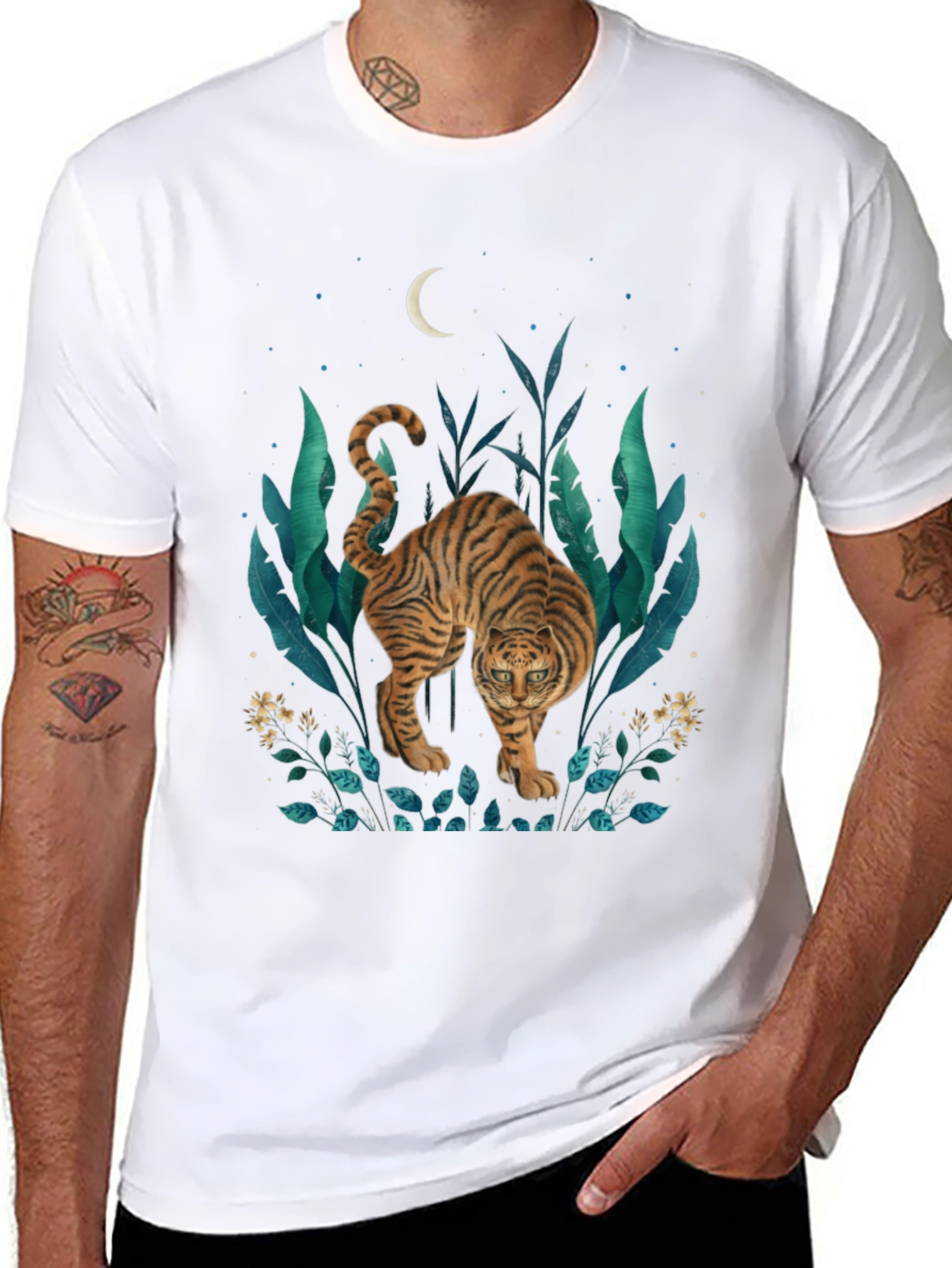 Tiger Graphic Print T-Shirt - Jungle Moon Design