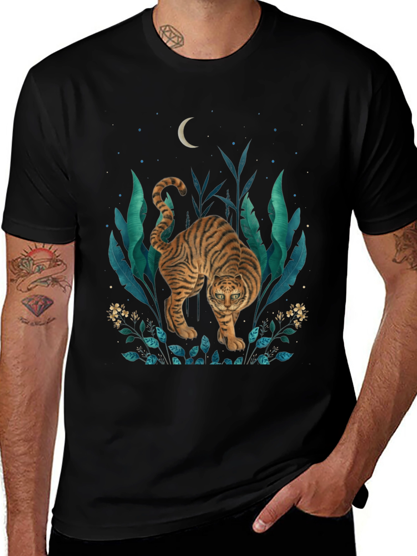 Tiger Graphic Print T-Shirt - Jungle Moon Design