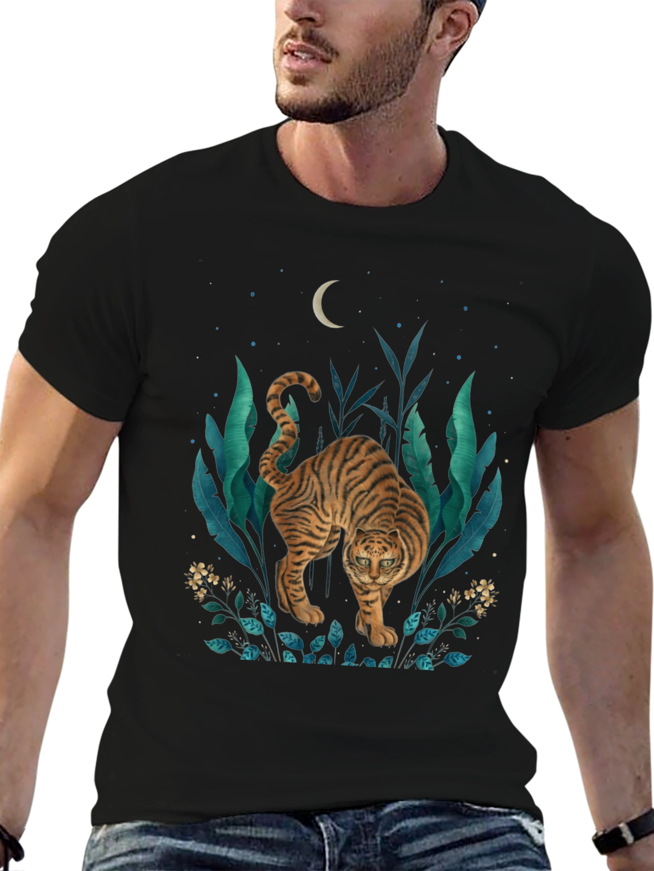 Tiger Graphic Print T-Shirt - Jungle Moon Design