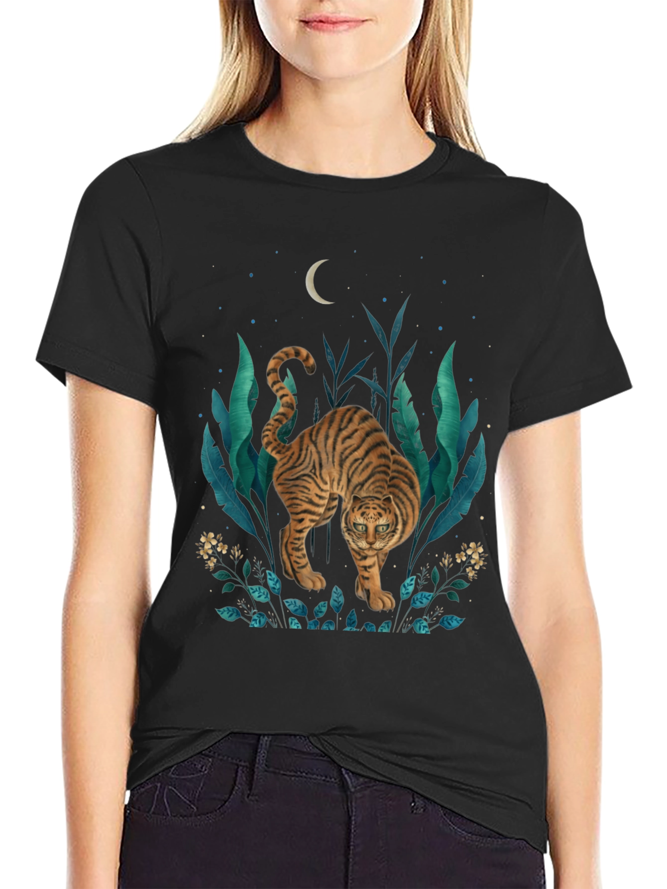 Tiger Graphic Print T-Shirt - Jungle Moon Design
