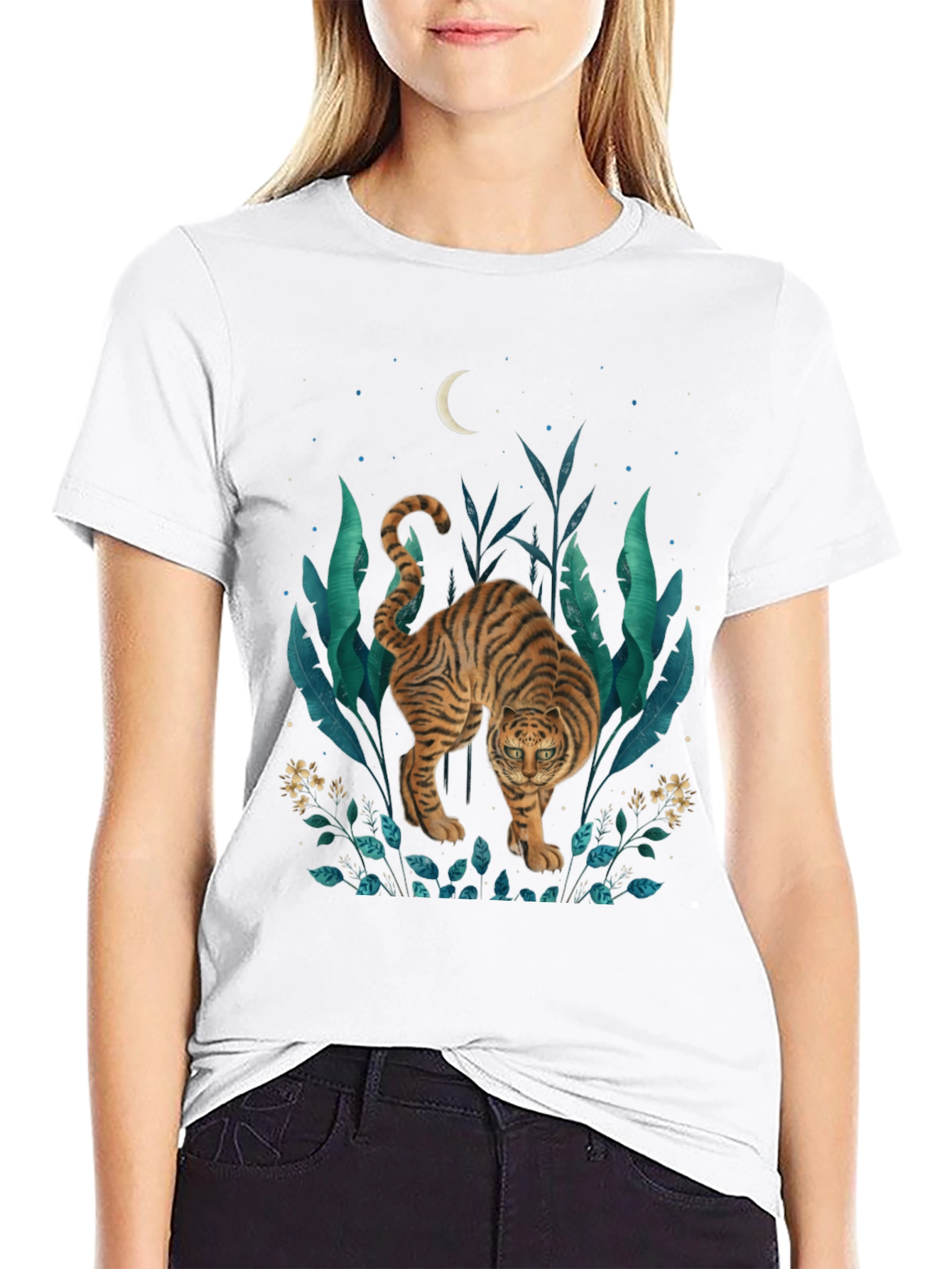 Tiger Graphic Print T-Shirt - Jungle Moon Design
