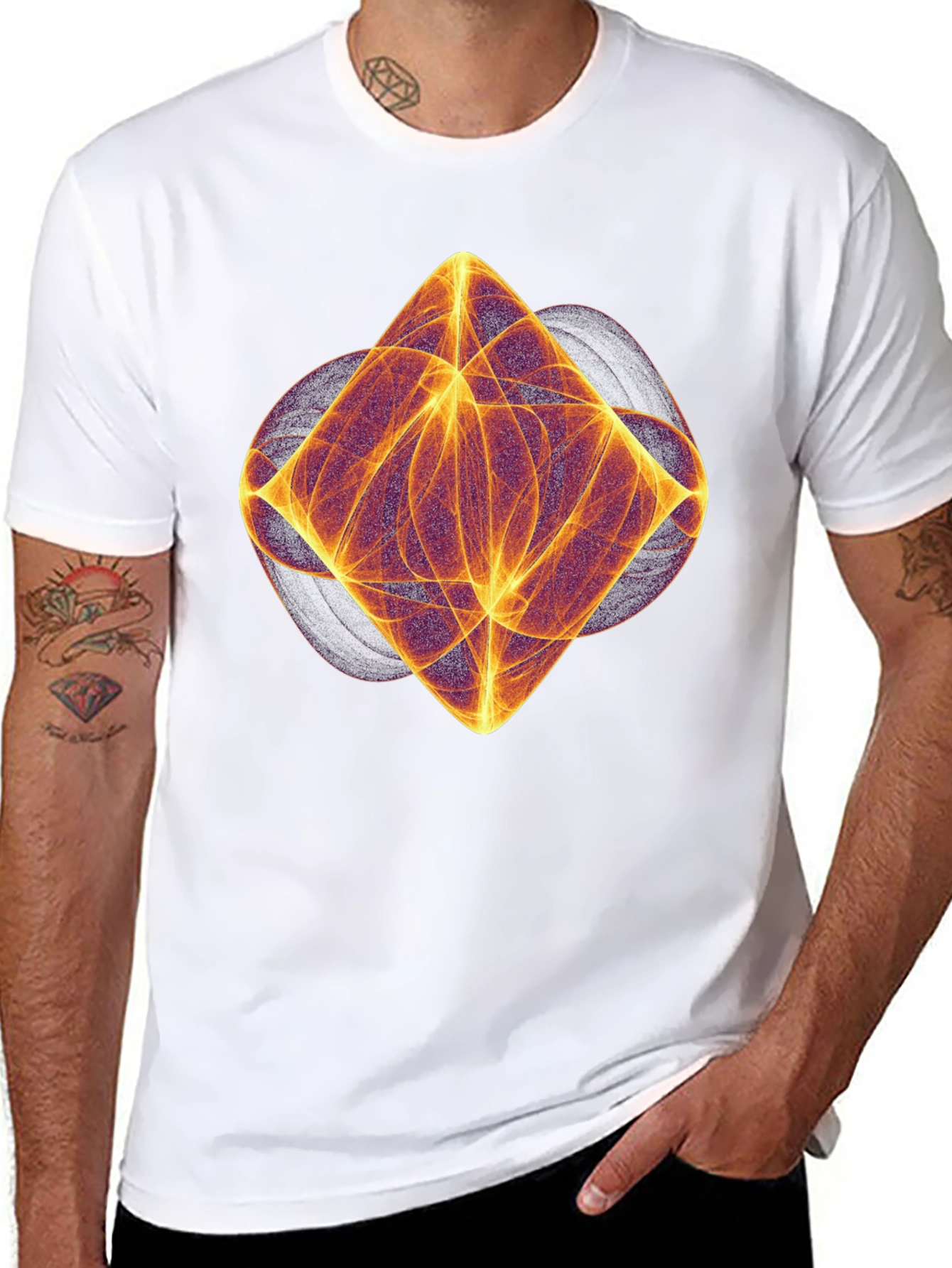 Abstract Diamond Fractal Graphic Tee - Modern Art Design