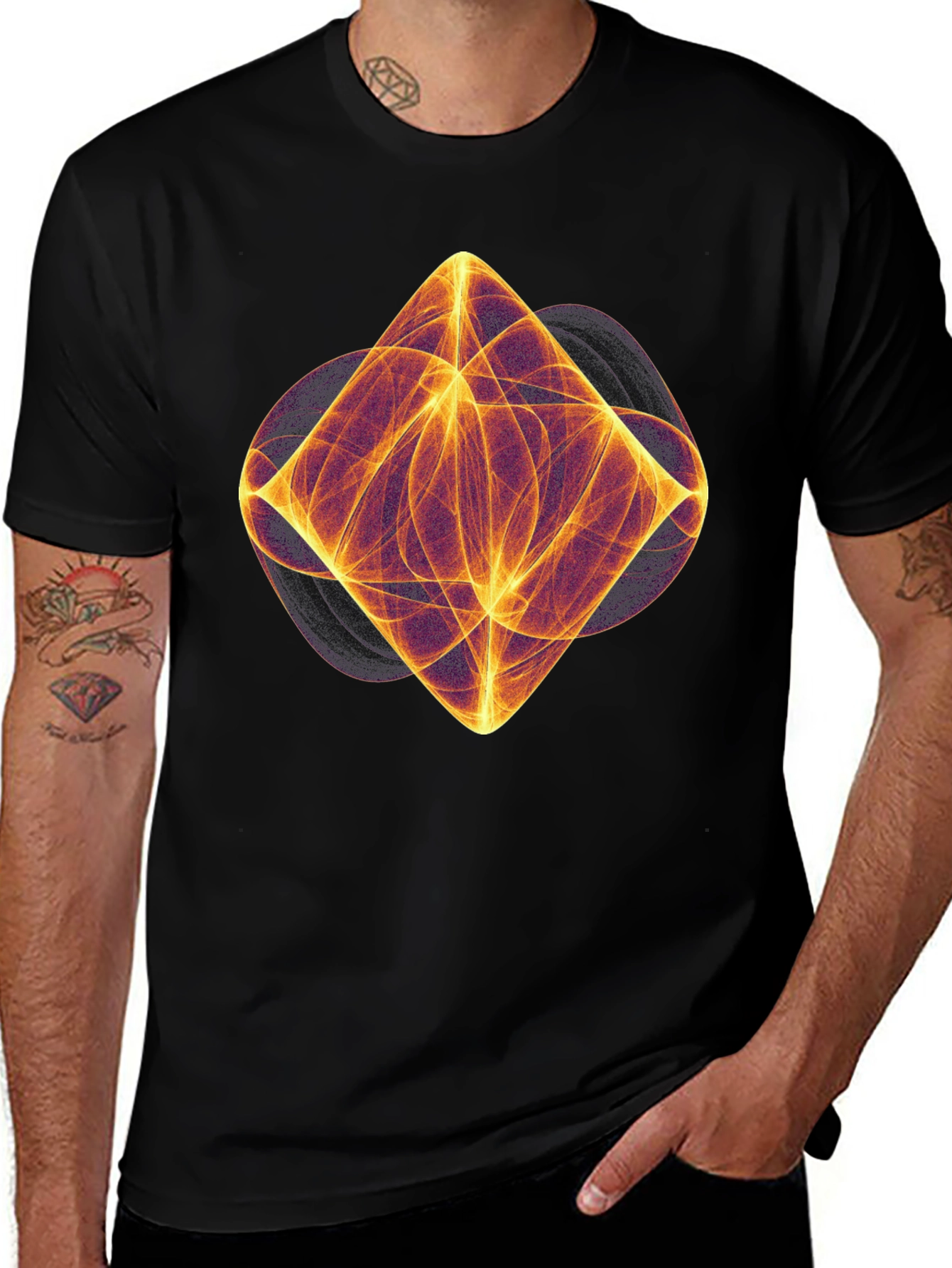 Abstract Diamond Fractal Graphic Tee - Modern Art Design