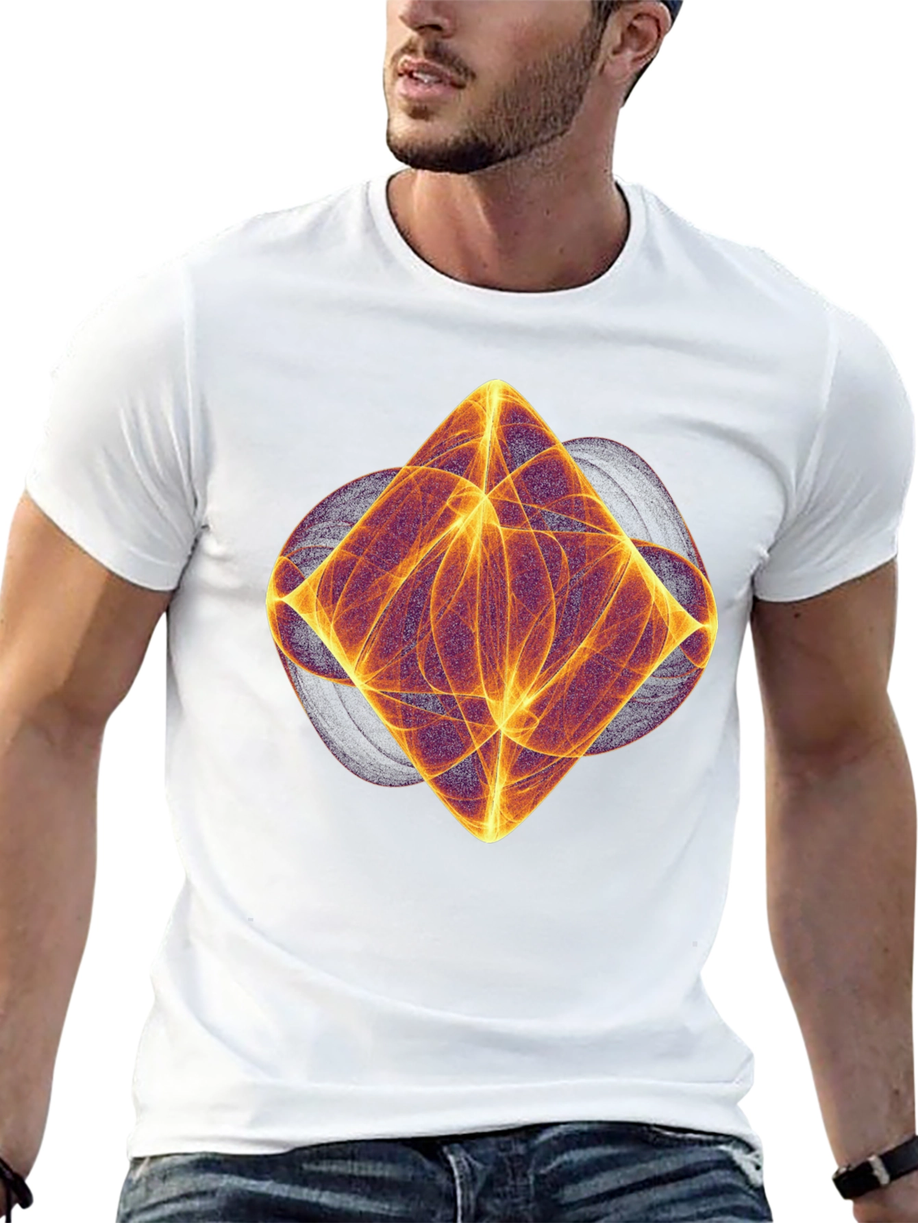 Abstract Diamond Fractal Graphic Tee - Modern Art Design