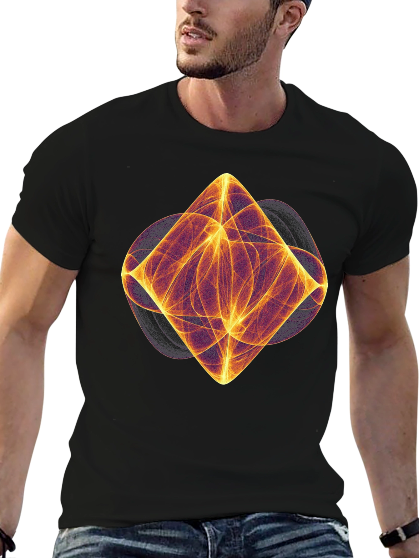 Abstract Diamond Fractal Graphic Tee - Modern Art Design
