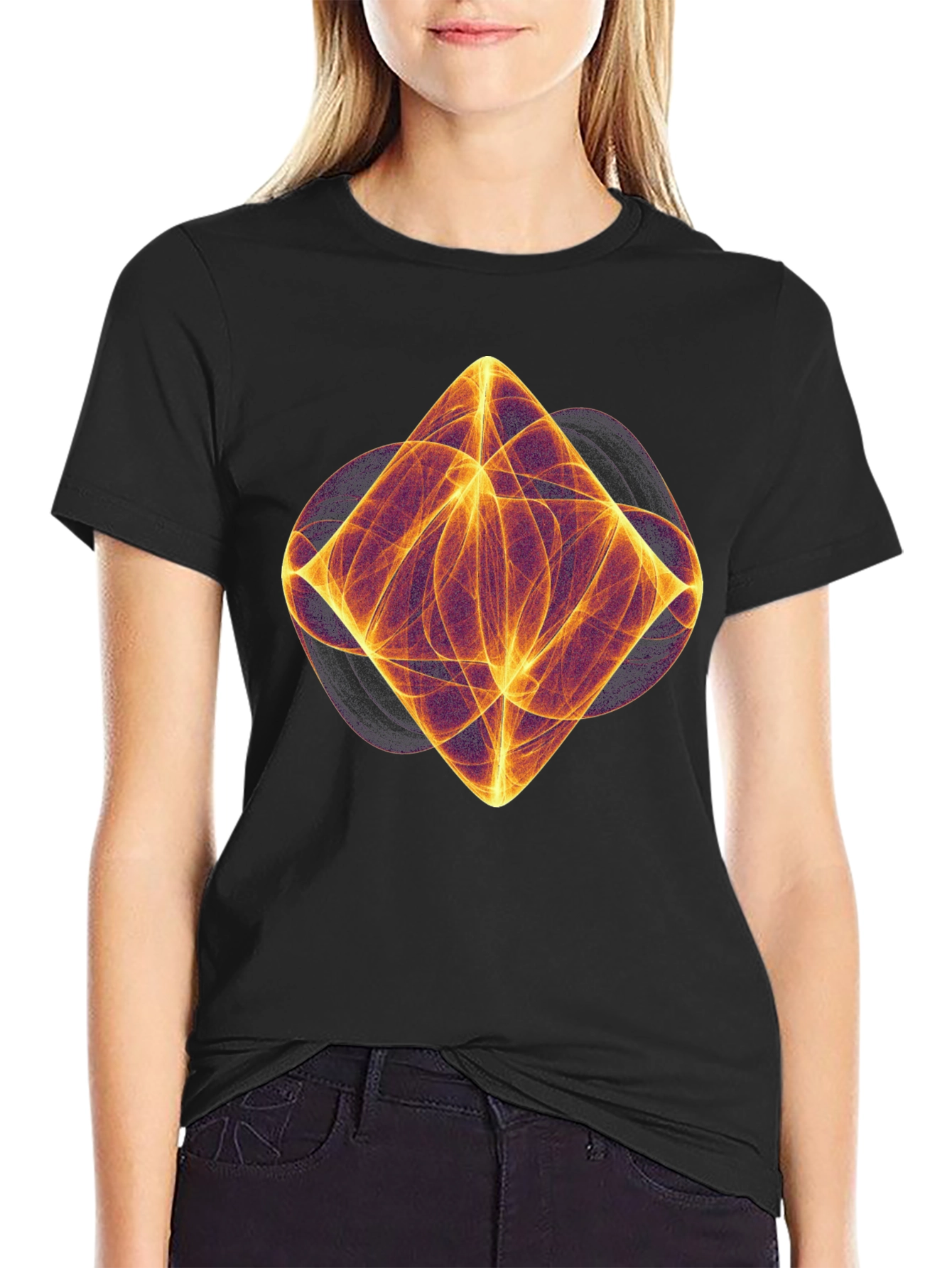Abstract Diamond Fractal Graphic Tee - Modern Art Design