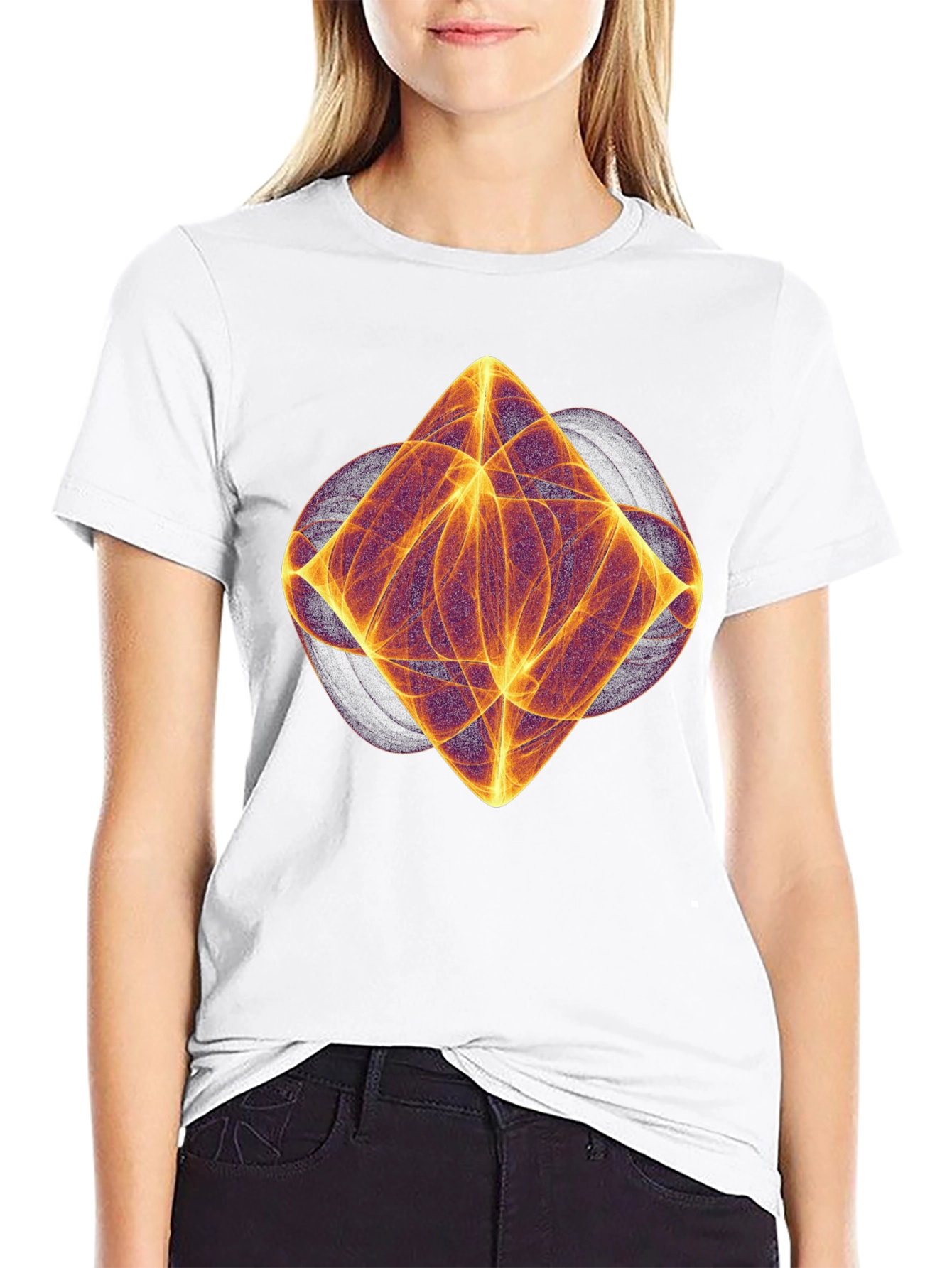 Abstract Diamond Fractal Graphic Tee - Modern Art Design