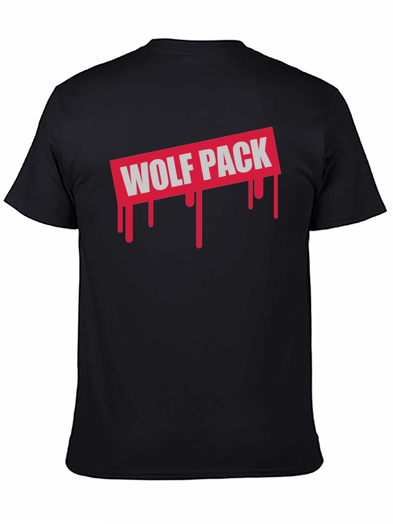Wolf Pack Graphic Tee - Black Cotton T-Shirt
