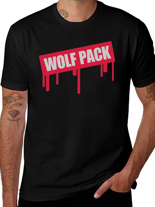 Wolf Pack Graphic Tee - Black Cotton T-Shirt