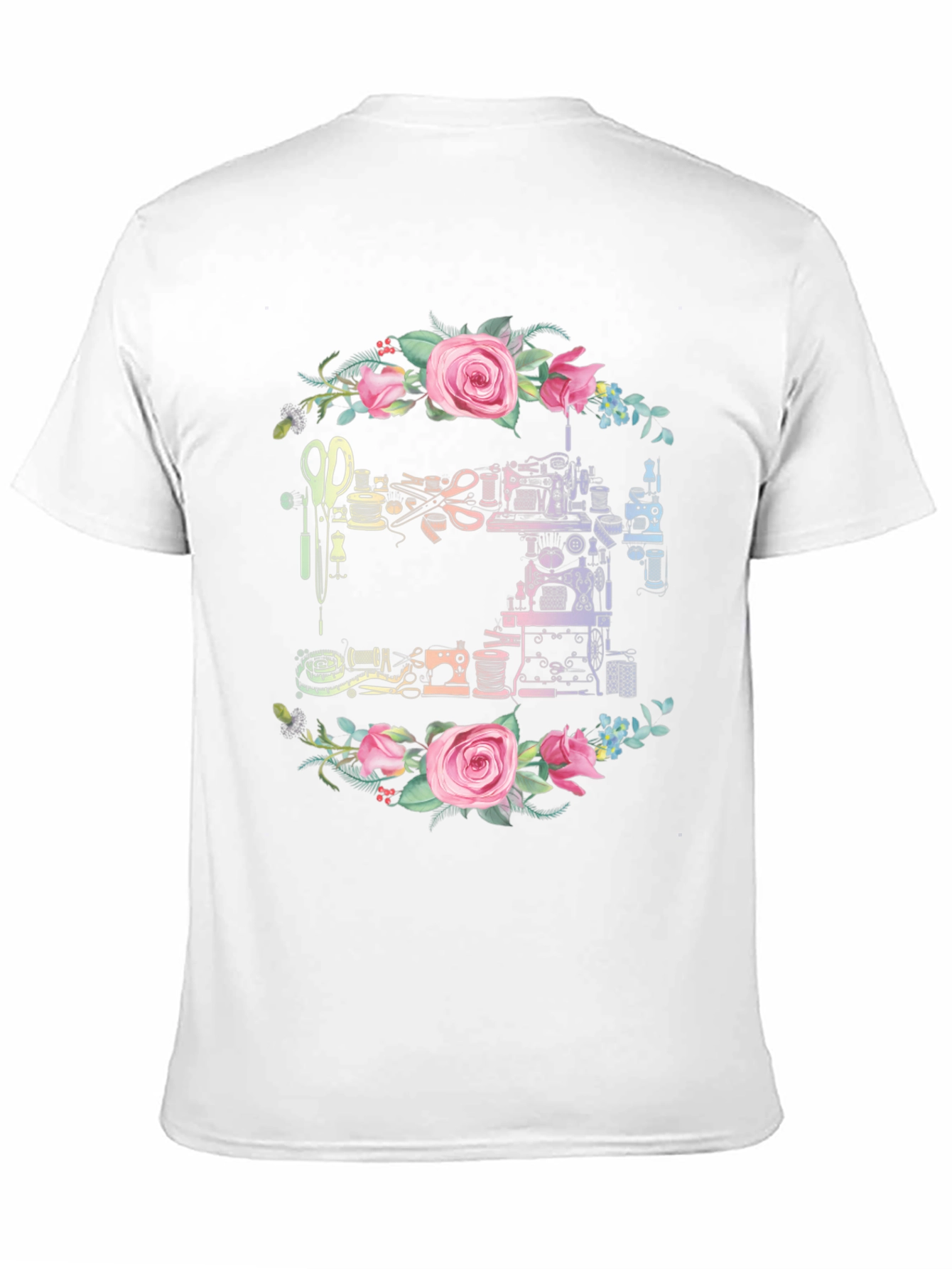 Sewing Machine Floral Wreath T-Shirt