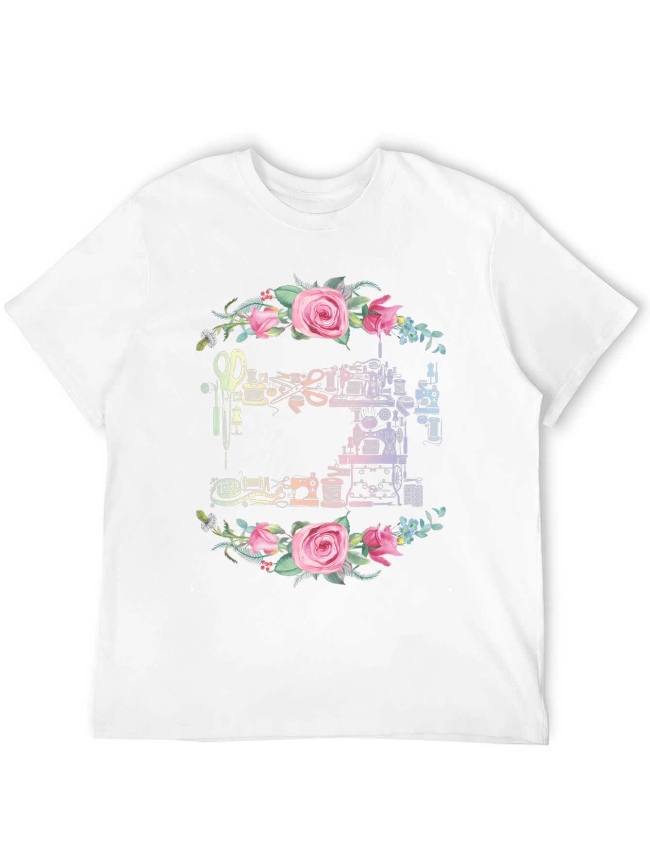 Sewing Machine Floral Wreath T-Shirt