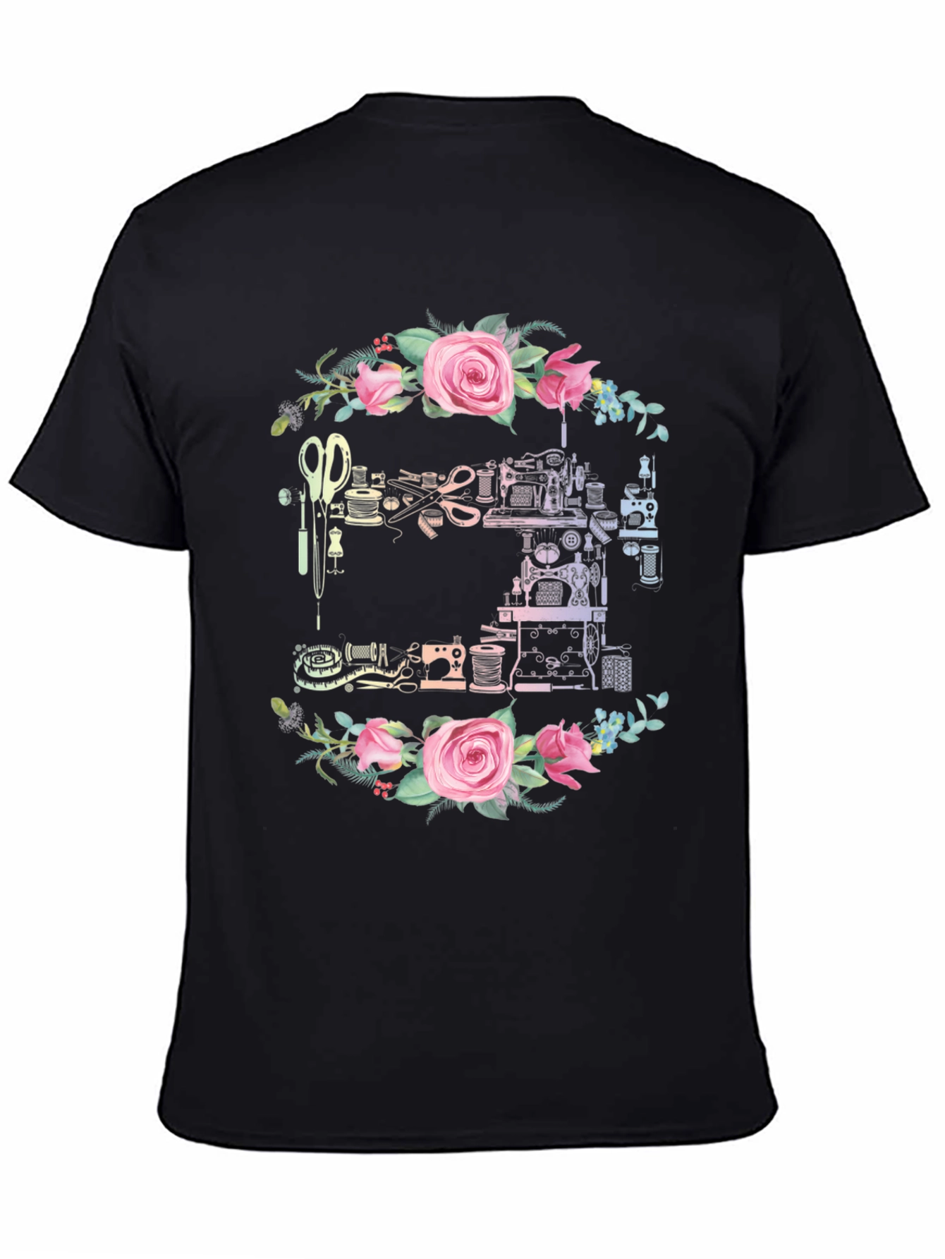Sewing Machine Floral Wreath T-Shirt