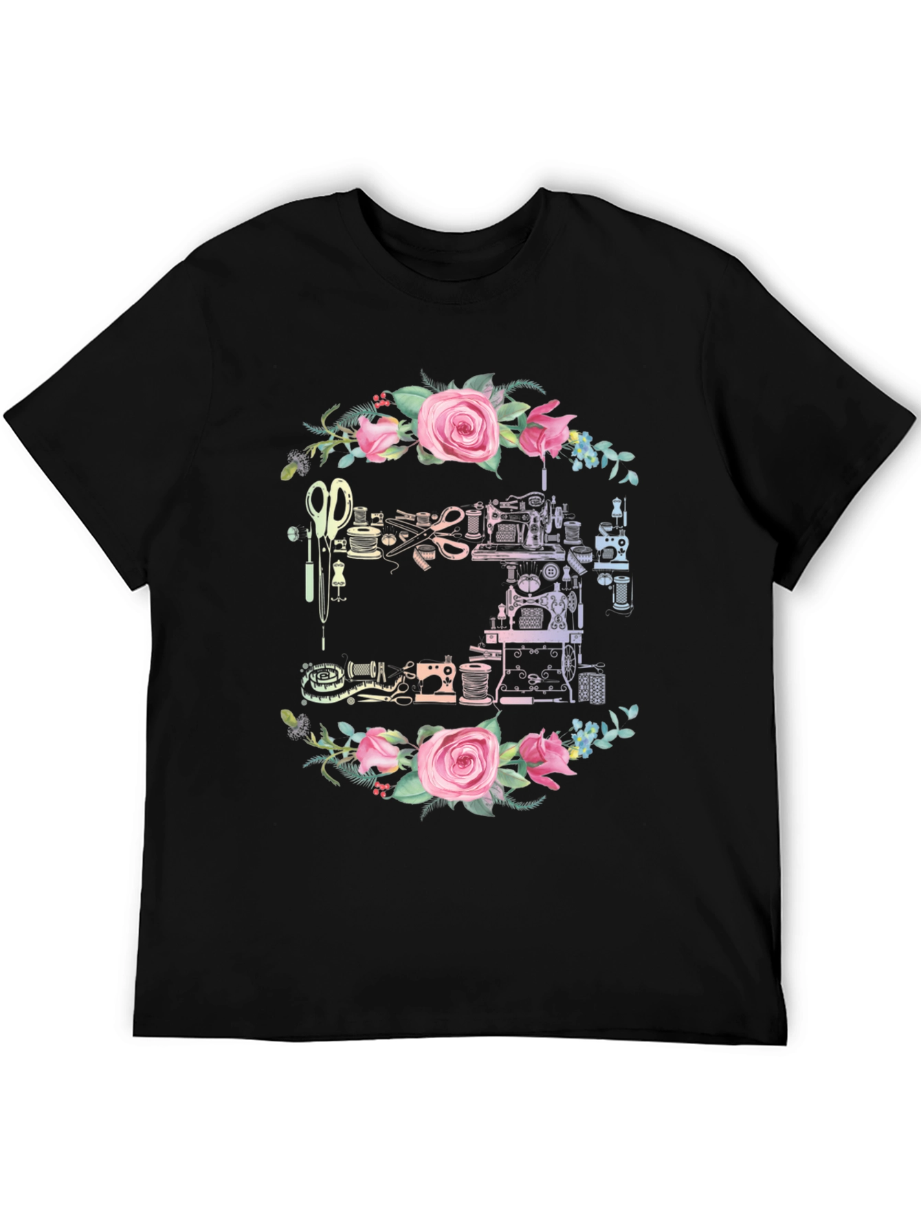 Sewing Machine Floral Wreath T-Shirt