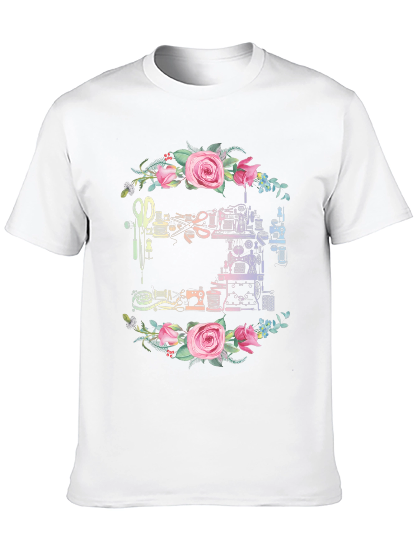 Sewing Machine Floral Wreath T-Shirt
