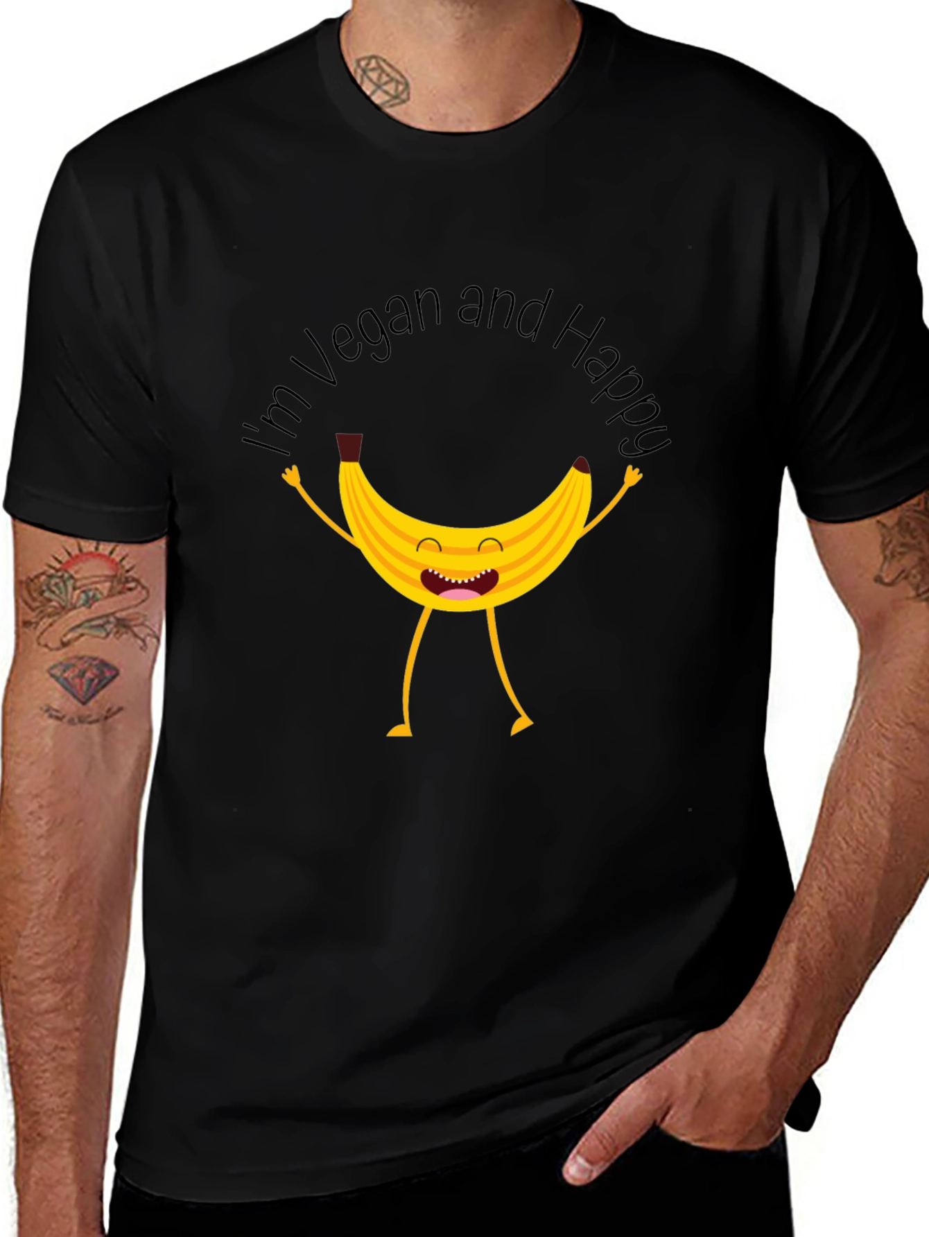 Vegan Happy Banana Graphic T-Shirt