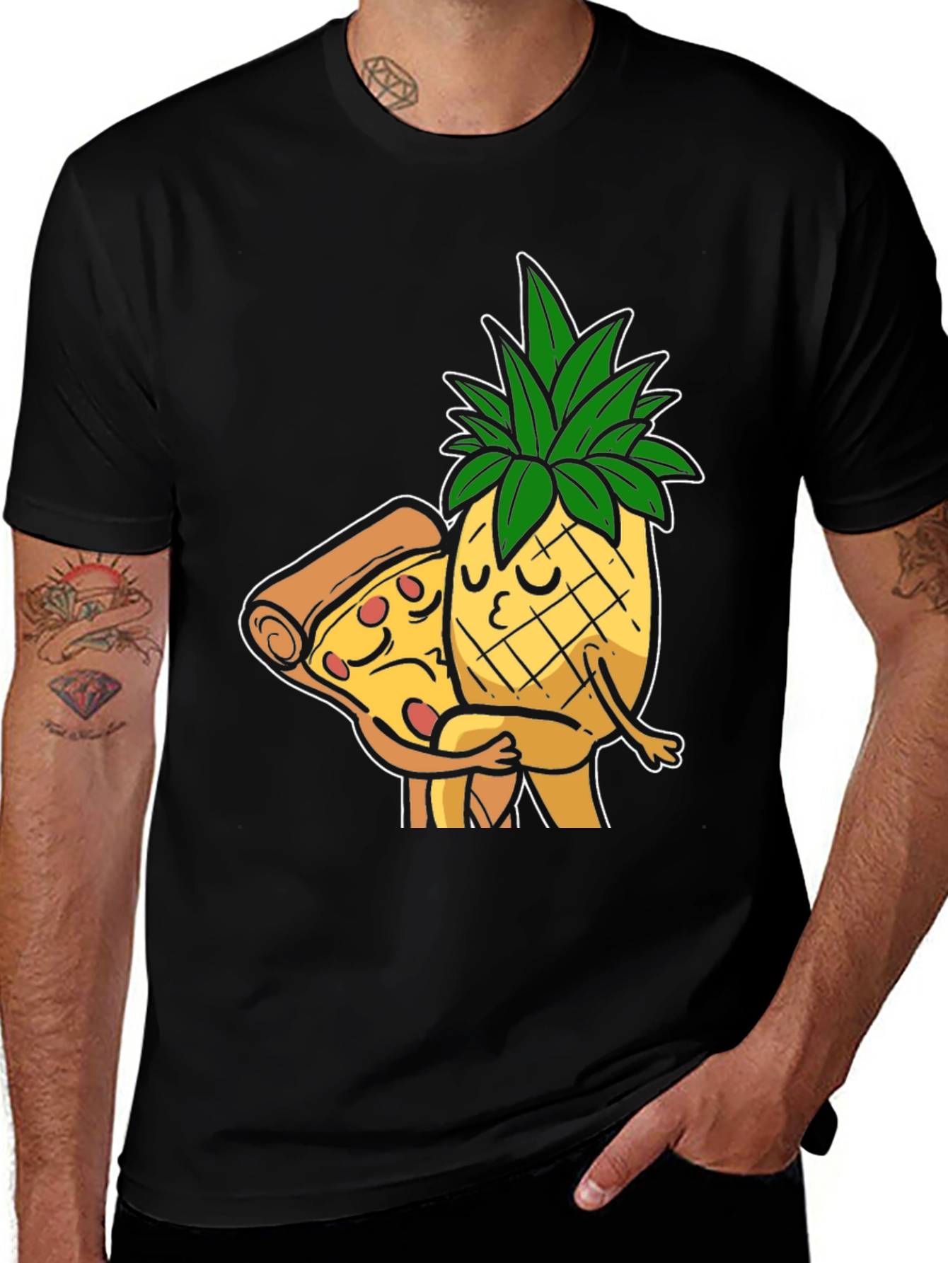 Pizza & Pineapple Hugs Graphic T-Shirt