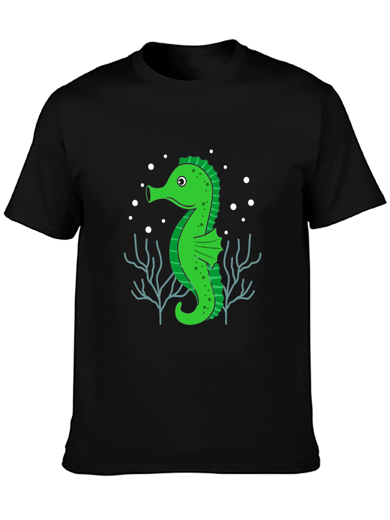 Seahorse Graphic Tee - Black Cotton T-Shirt