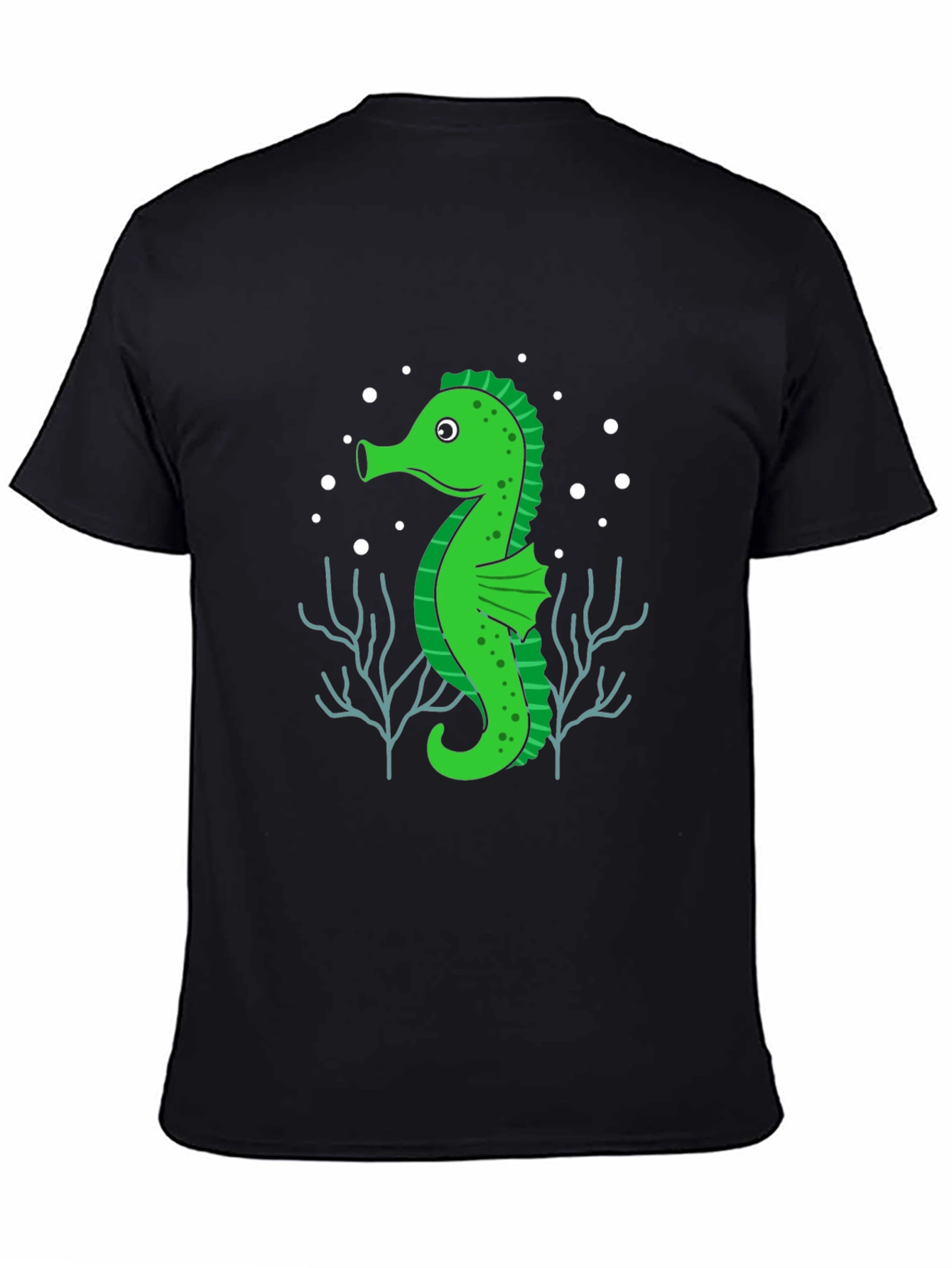 Seahorse Graphic Tee - Black Cotton T-Shirt